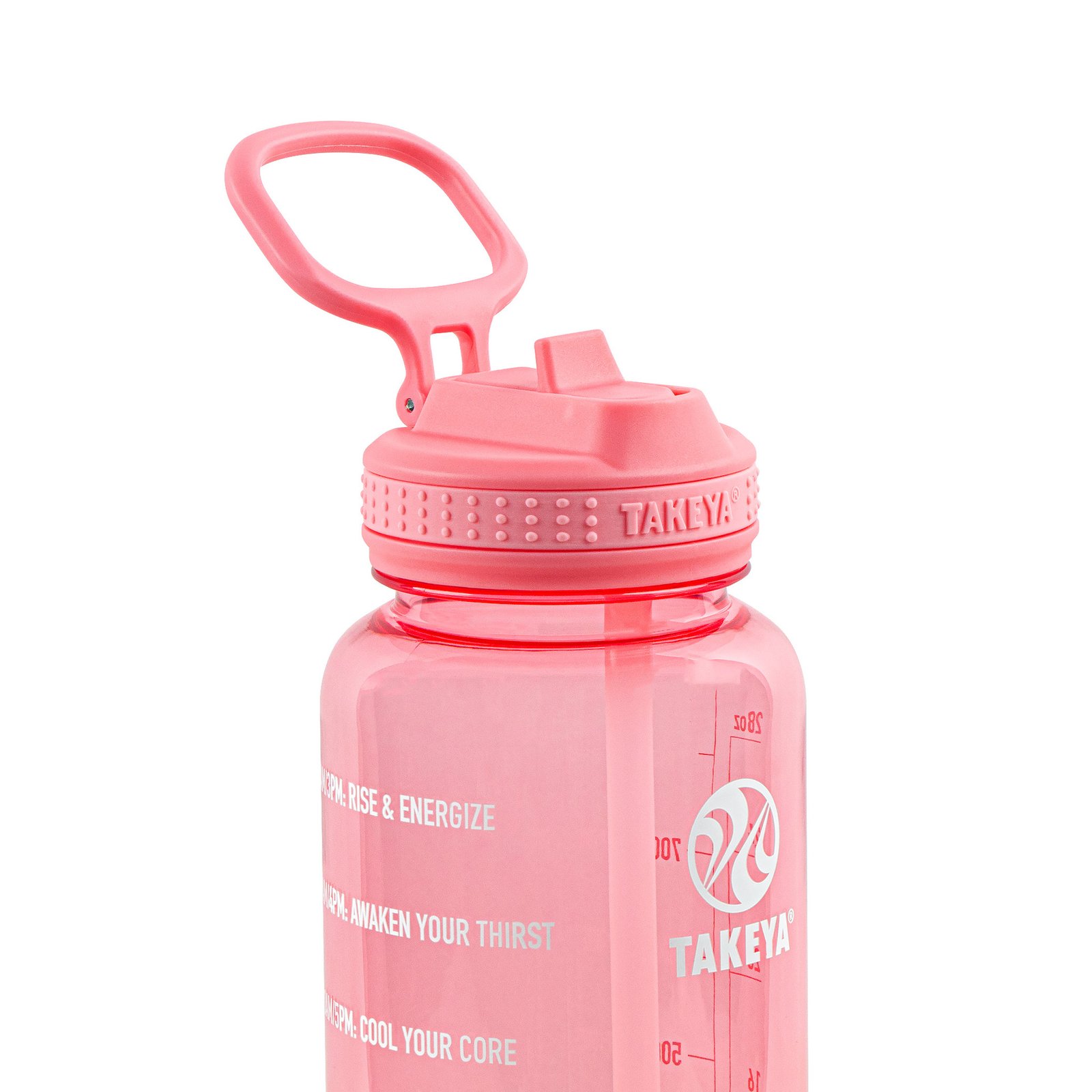 TAKEYA Tritan Motivational Straw Bottle Flutter Pink 950 ml