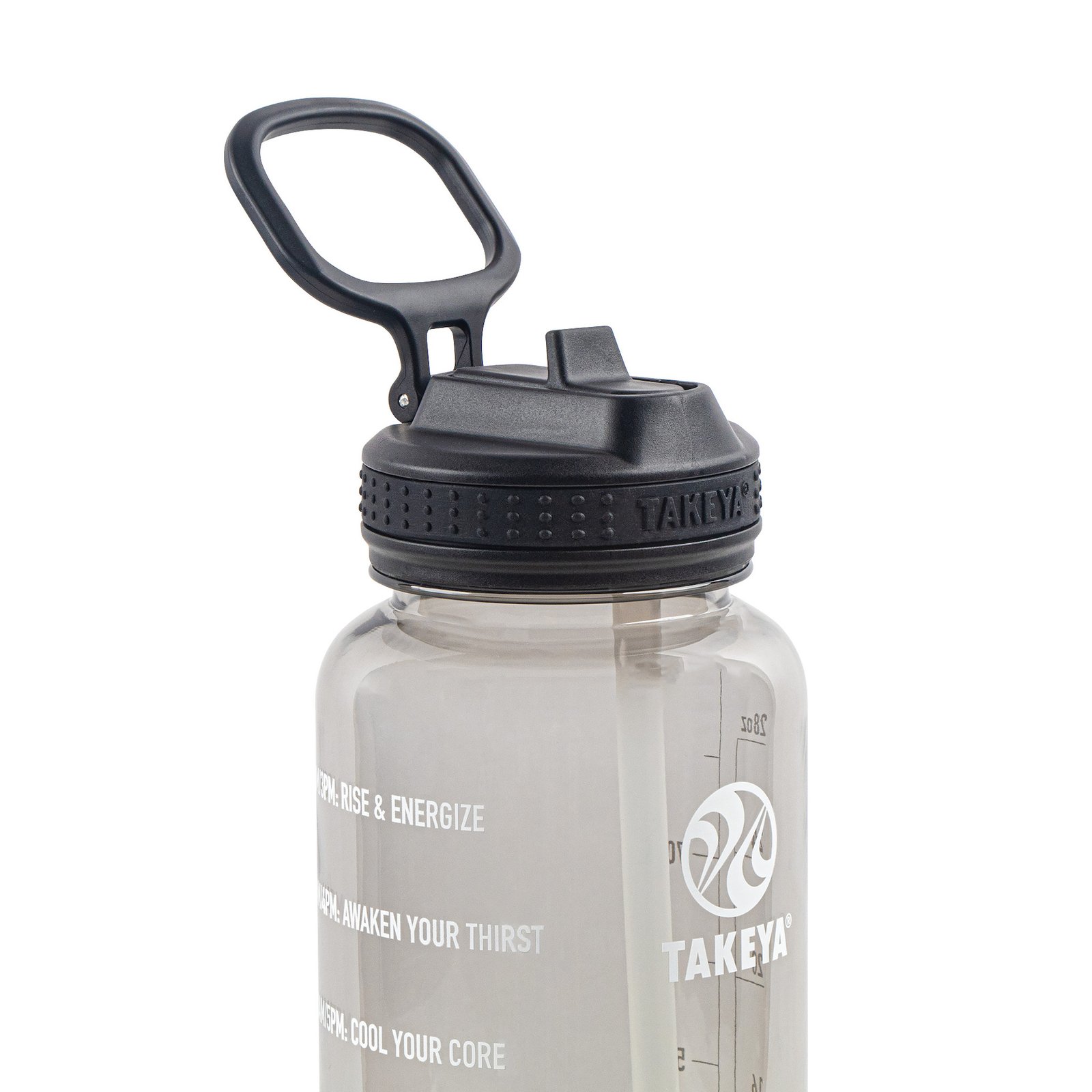 TAKEYA Tritan Motivational Straw Bottle Stormy Black 950 ml