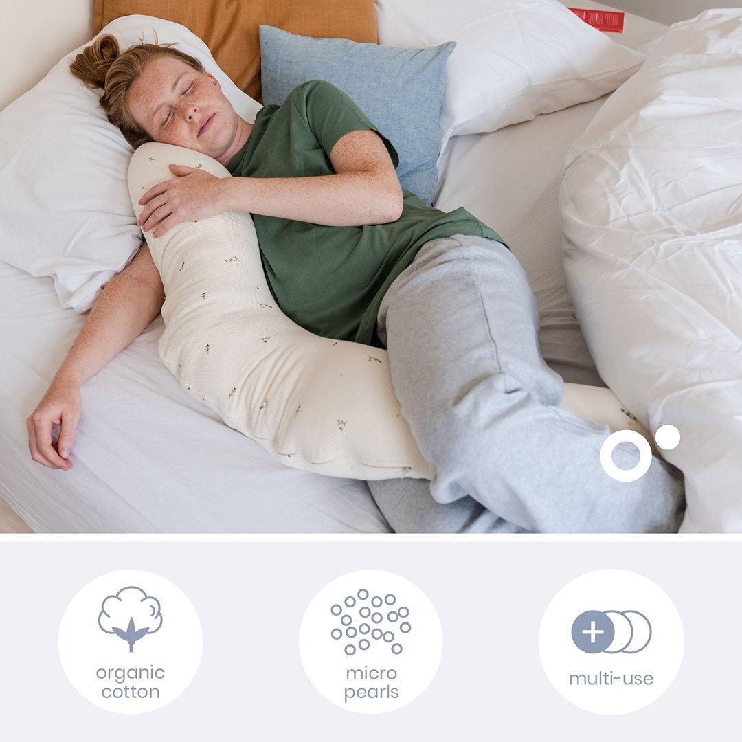 Doomoo Amnings- och Gravidkudde 2-i-1 Quilt Creme Blomma