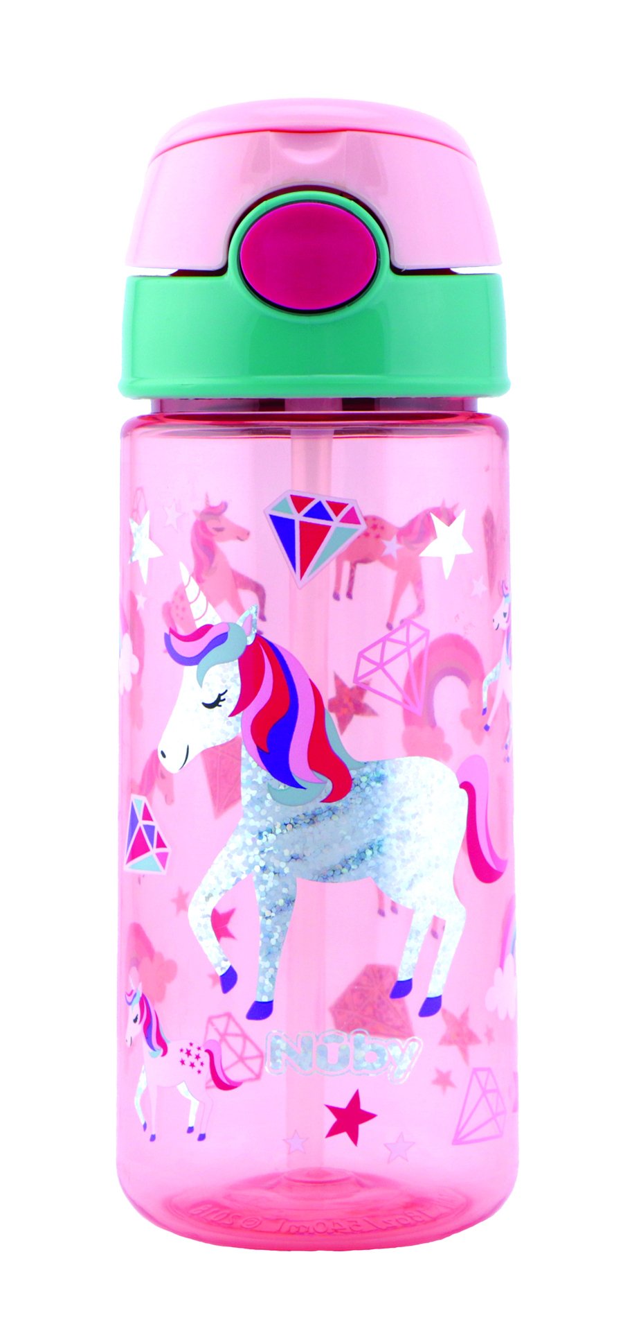 Nuby Soft Straw Push Cup with Glitter 540ml Unicorn