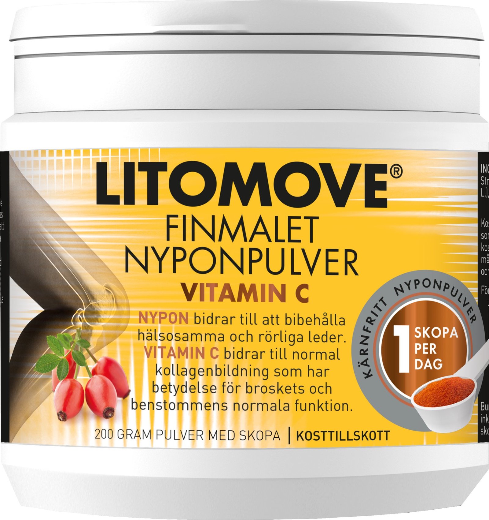 Litomove Finmalet Nyponpulver Vitamin C 200g
