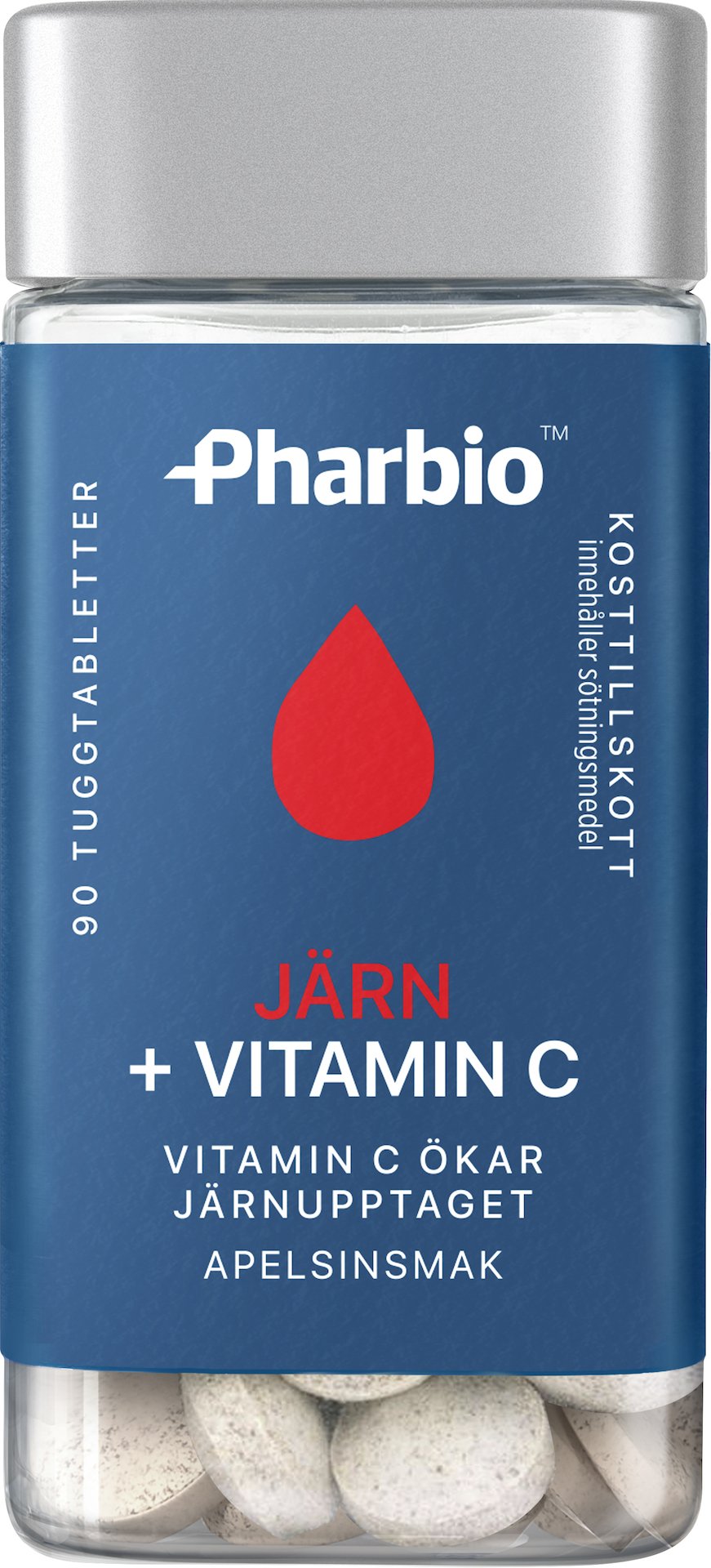 Pharbio Järn + Vitamin C 90 tuggtabletter