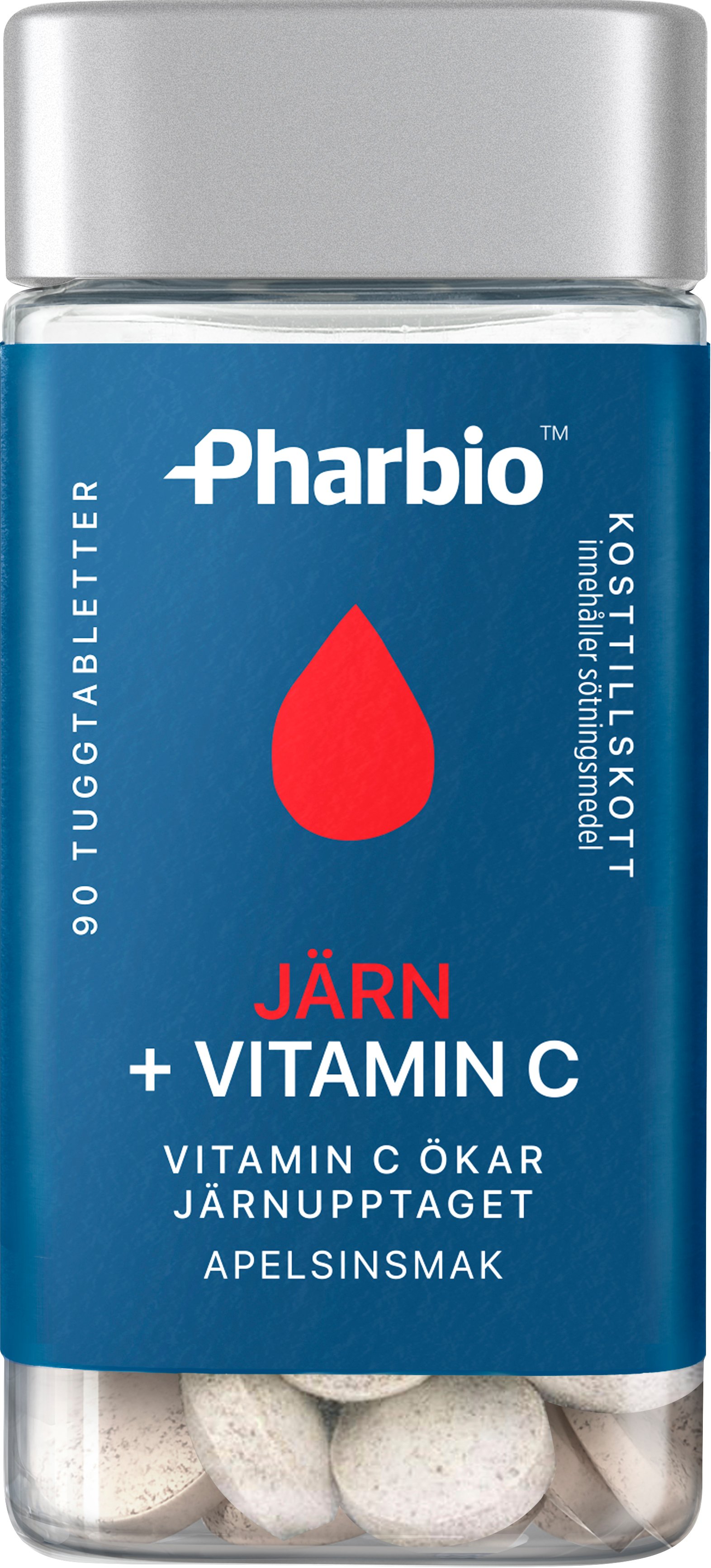 Pharbio Järn + Vitamin C 90 tuggtabletter