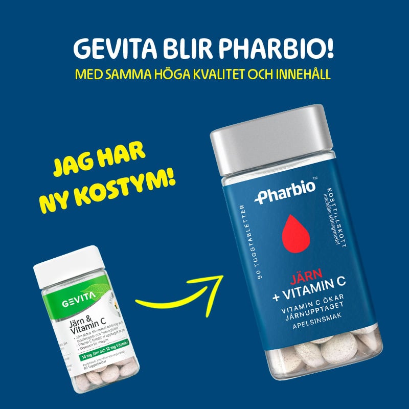 Pharbio Järn + Vitamin C 90 tuggtabletter