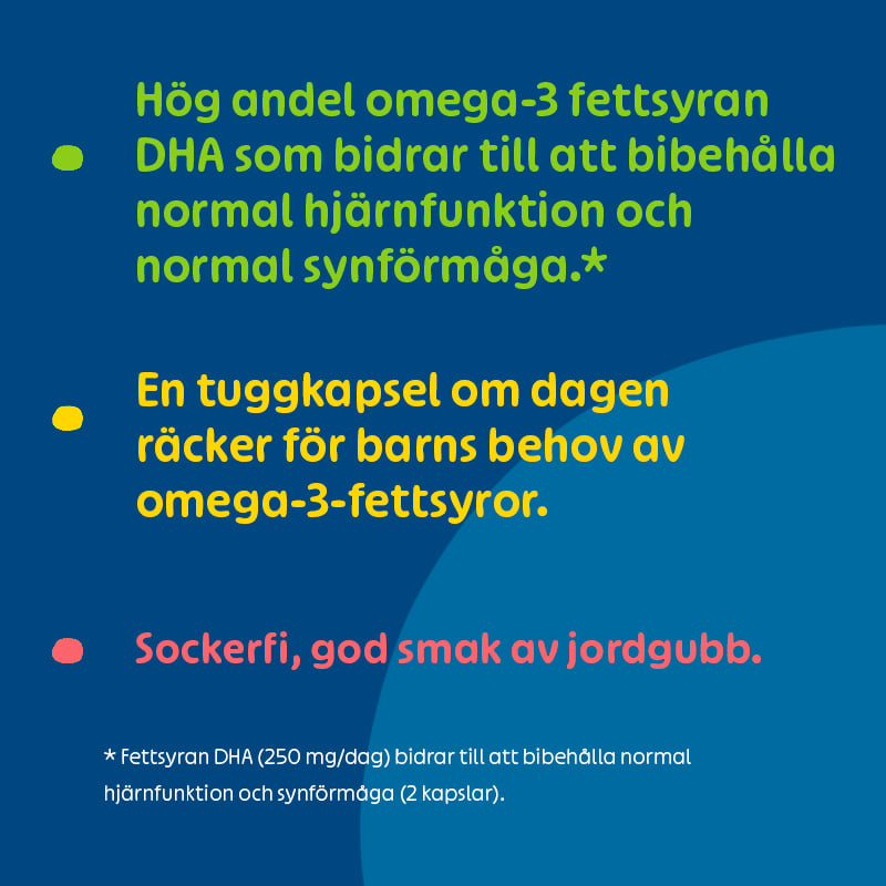 Pharbio Omega-3 Barn Jordgubbssmak 70 tuggkapslar