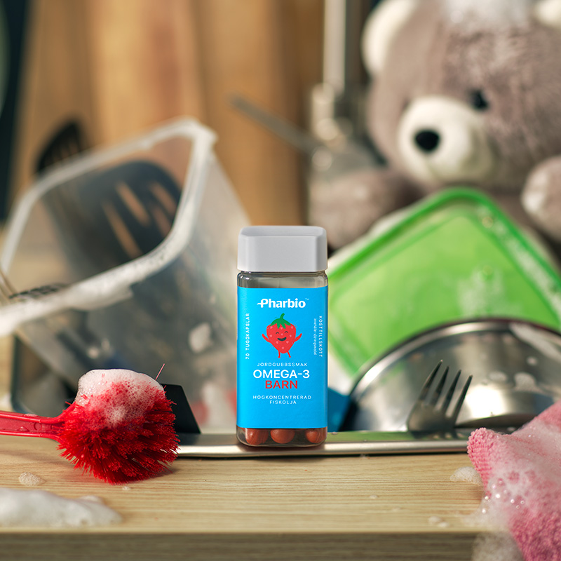 Pharbio Omega-3 Barn Jordgubbssmak 70 tuggkapslar