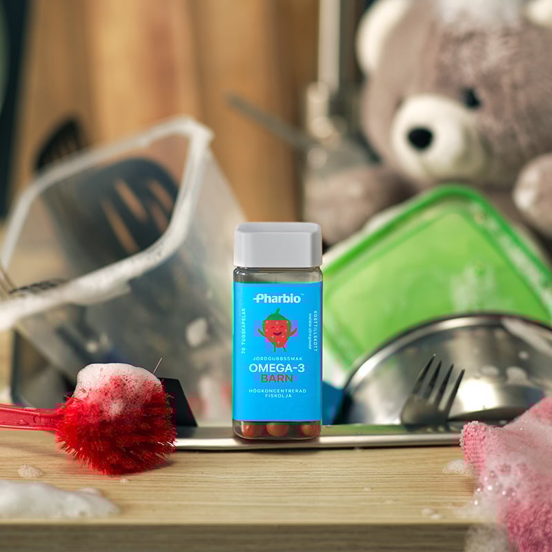 Pharbio Omega-3 Barn Jordgubbssmak 70 tuggkapslar