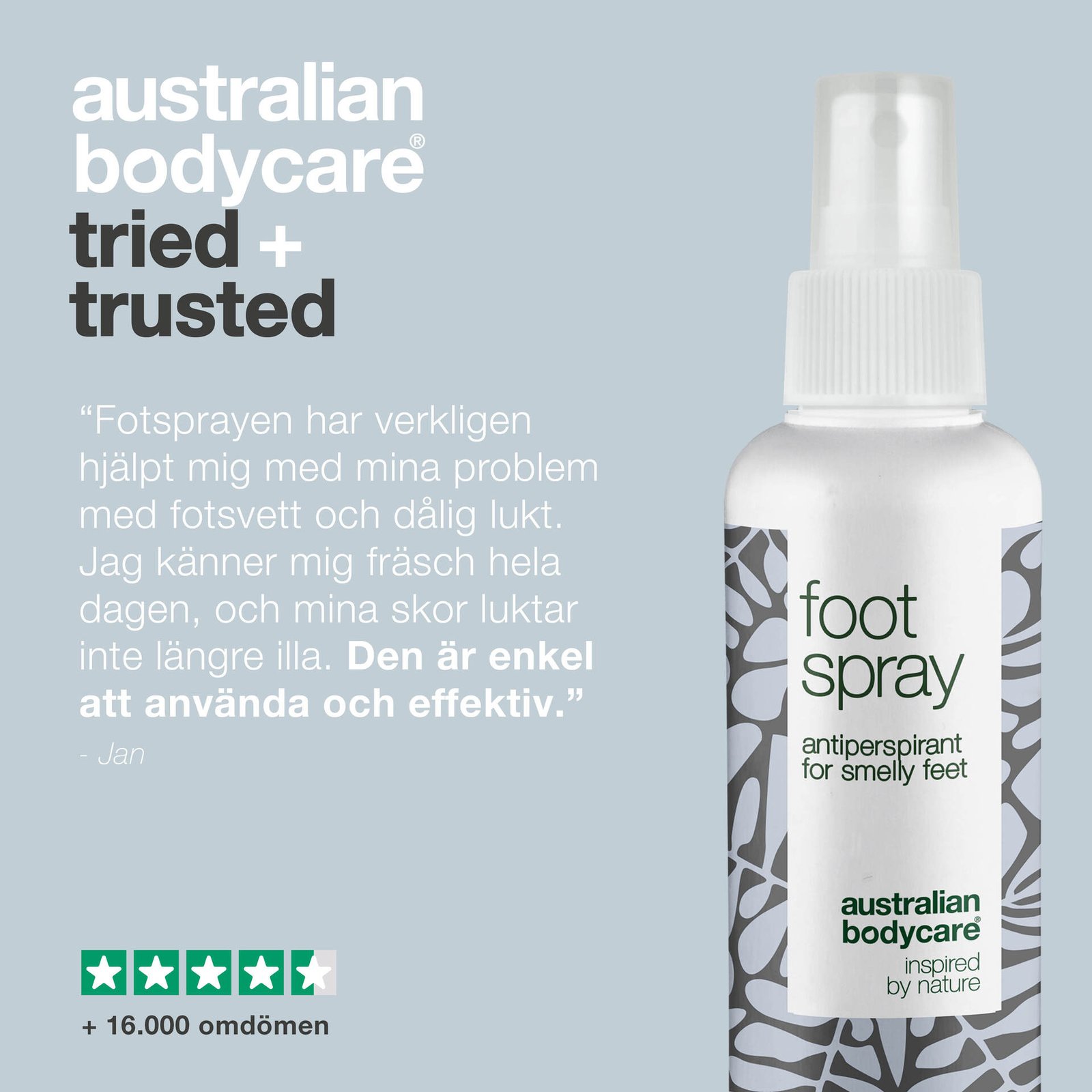 Australian Bodycare Fotspray mot fotsvett och illaluktande fötter 150 ml
