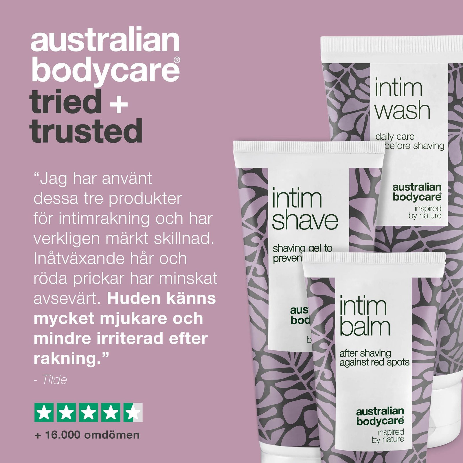 Australian Bodycare 3 produkter för intimrakning