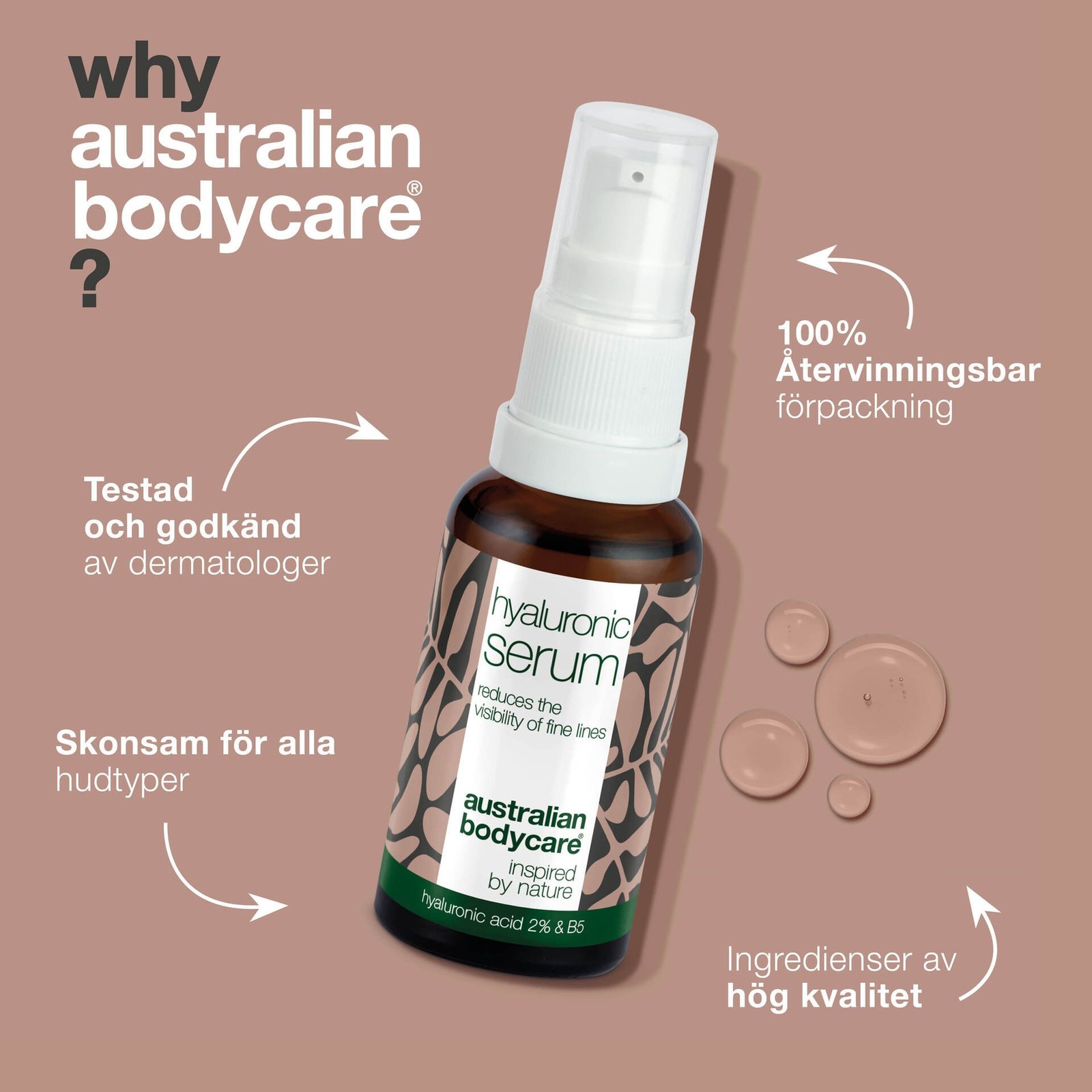 Australian Bodycare Ansiktsserum med hyaluronsyra 2% och vitamin B5 30 ml