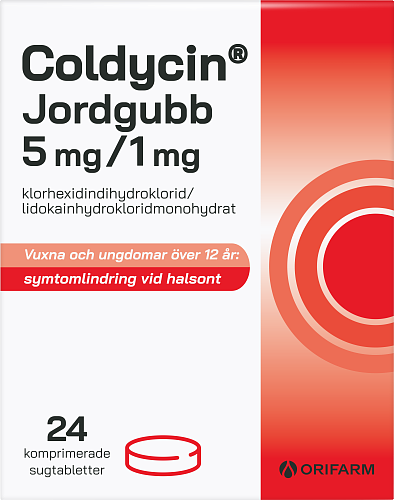 Coldycin Jordgubb 5 mg/1 mg 24 sugtabletter