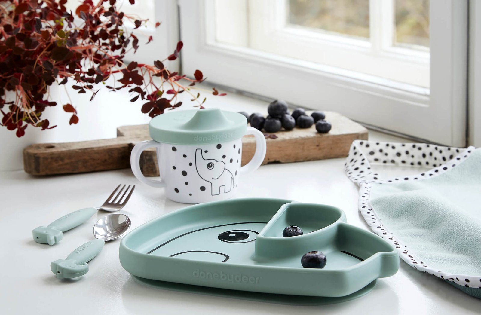 Done by Deer Tallrik Sugkopp Silikon Elphee Blå 1 st