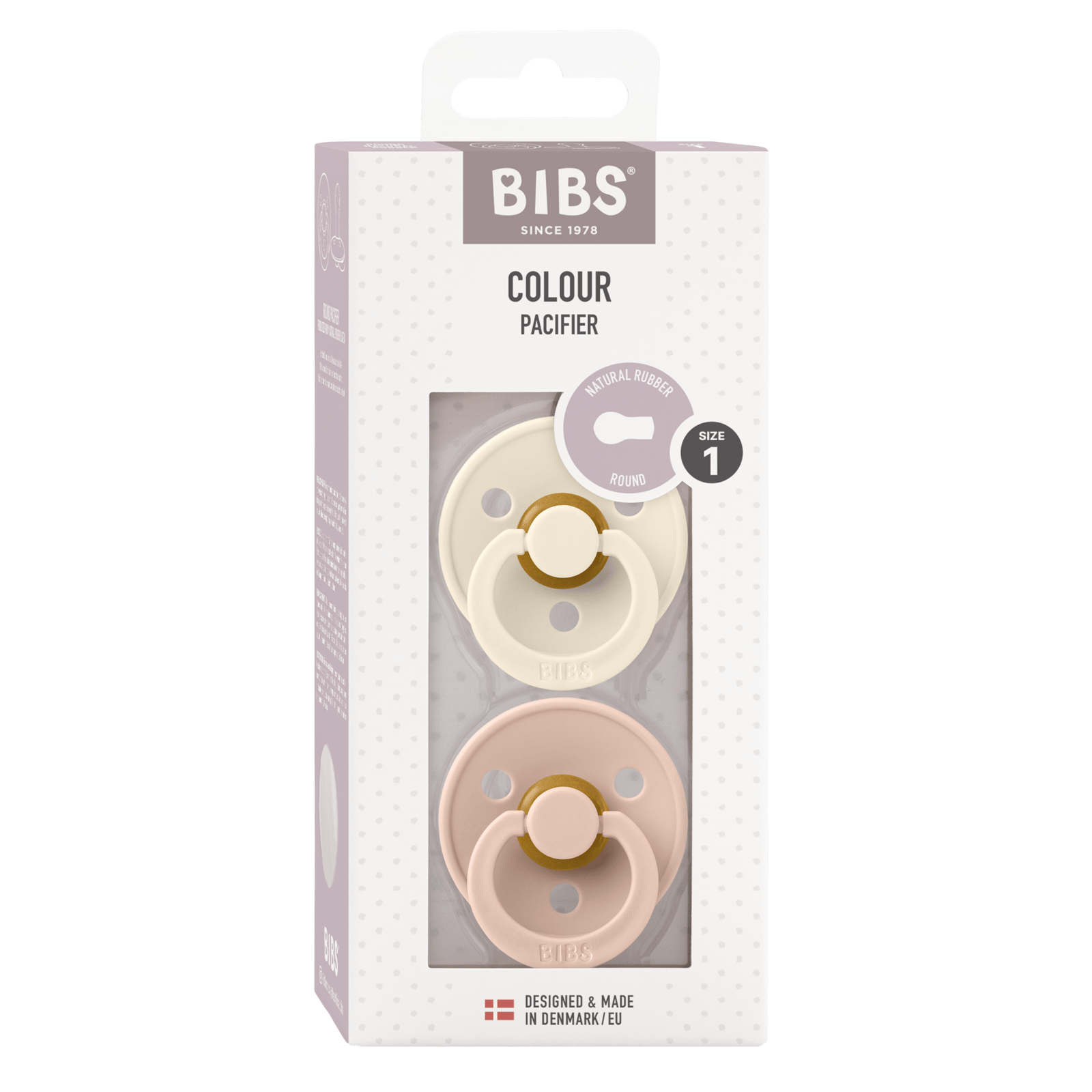 BIBS Colour Latex 0+ månader Size 1 Ivory/Blush 2 st