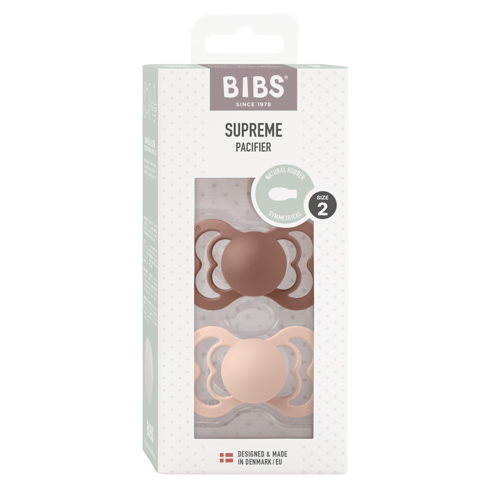 BIBS Supreme Natural Rubber Latex 6+ månader Size 2 Woodchuck/Blush 2 st