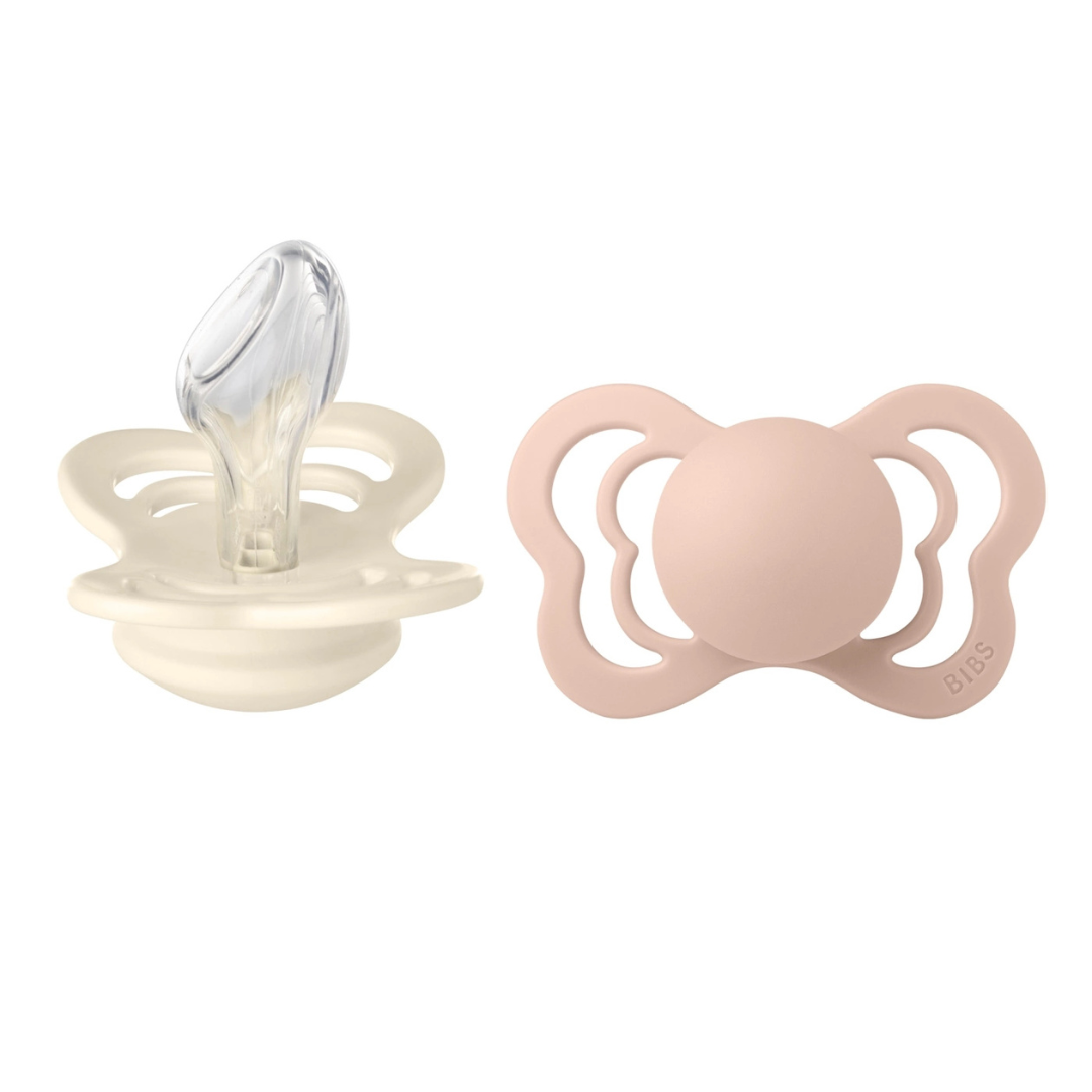 BIBS Pacifier Couture Silicone 6+ månader Size 2 Ivory & Blush 2 st