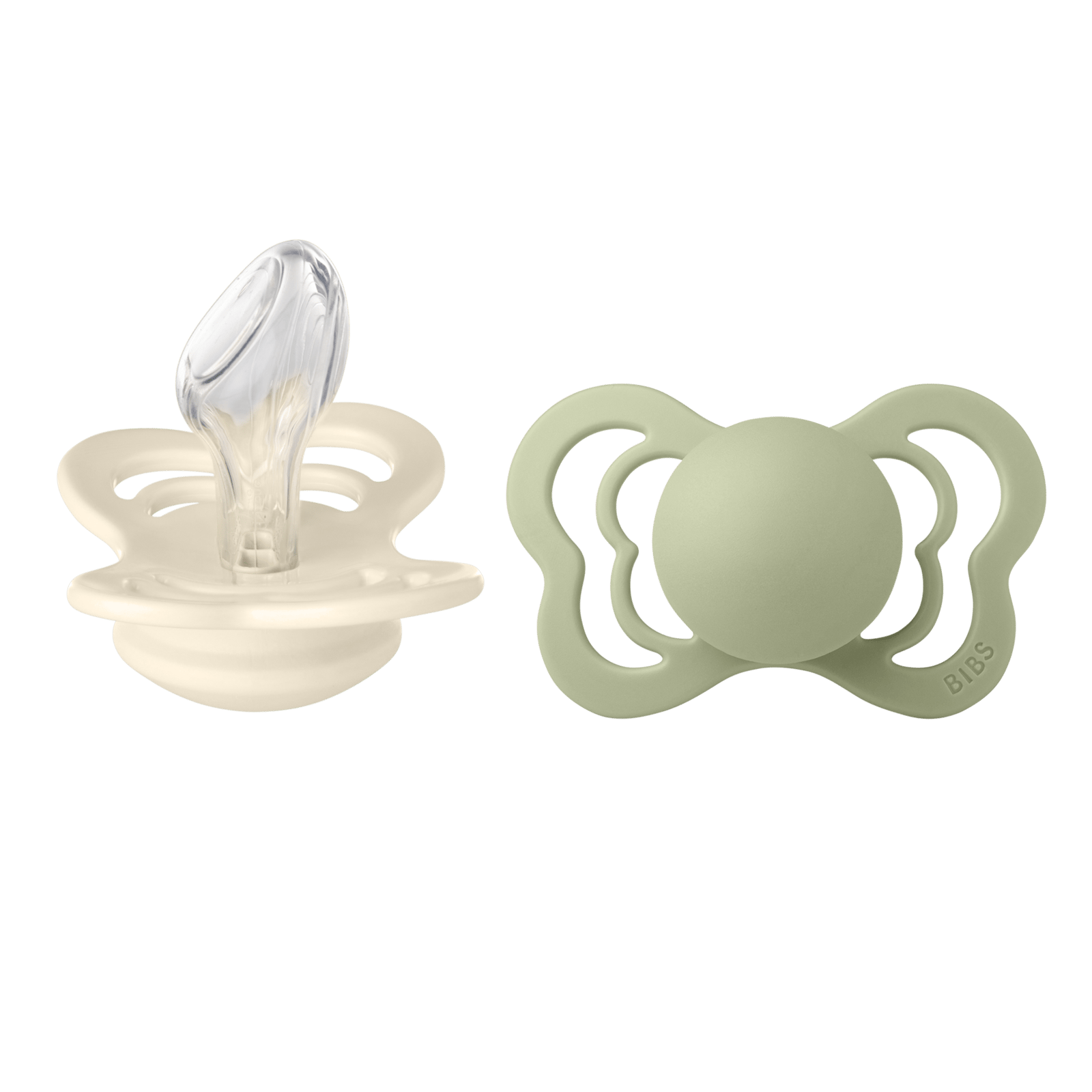 BIBS Couture Silicone 6+ månader Size 2 Ivory/Sage 2 st