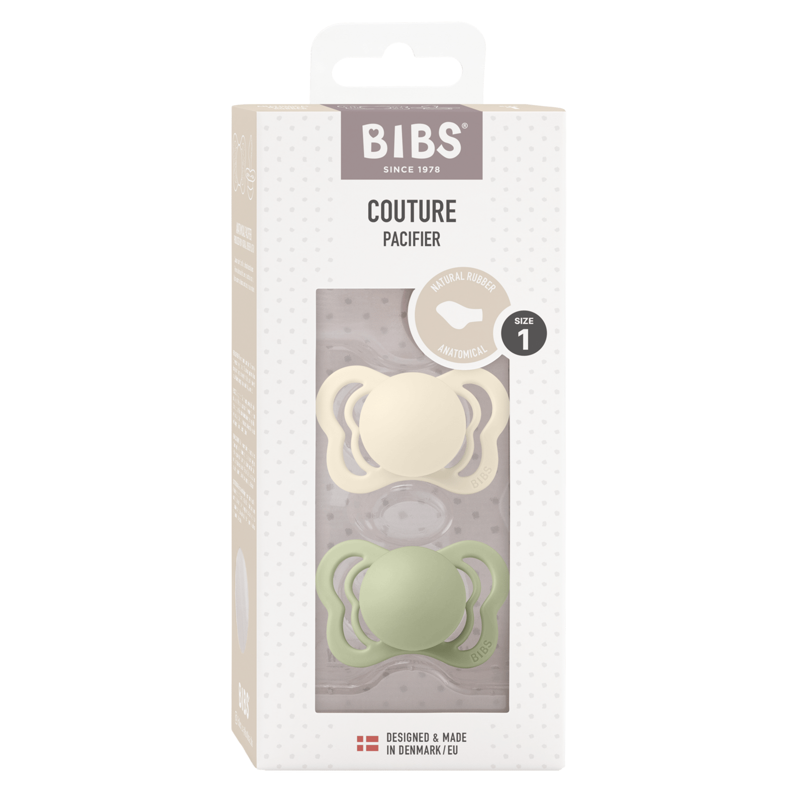 BIBS Couture Latex 0+ månader Storlek 1 Ivory/Sage 2 st