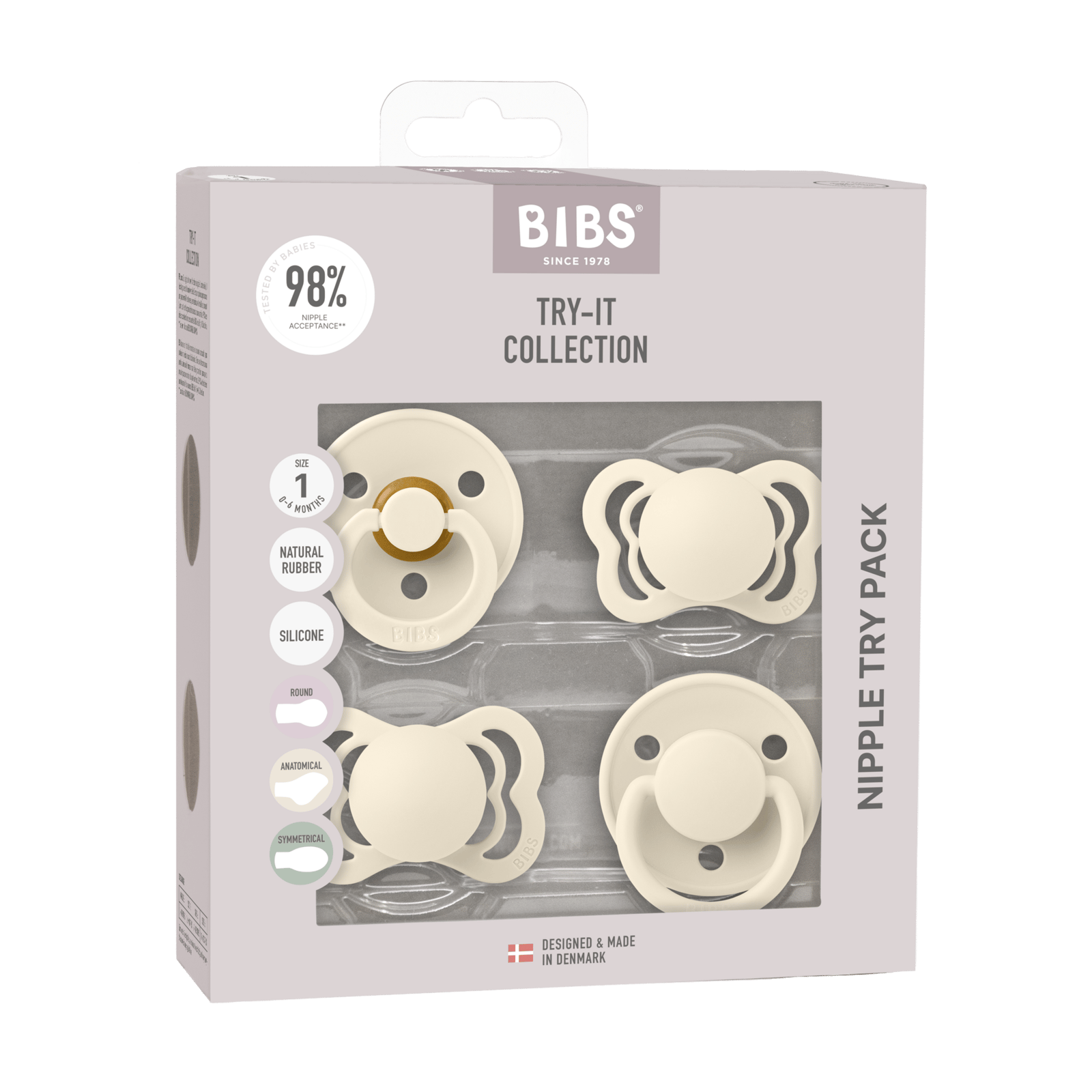 BIBS Try-it Collection 0+ månader Size 1 Ivory 4 st