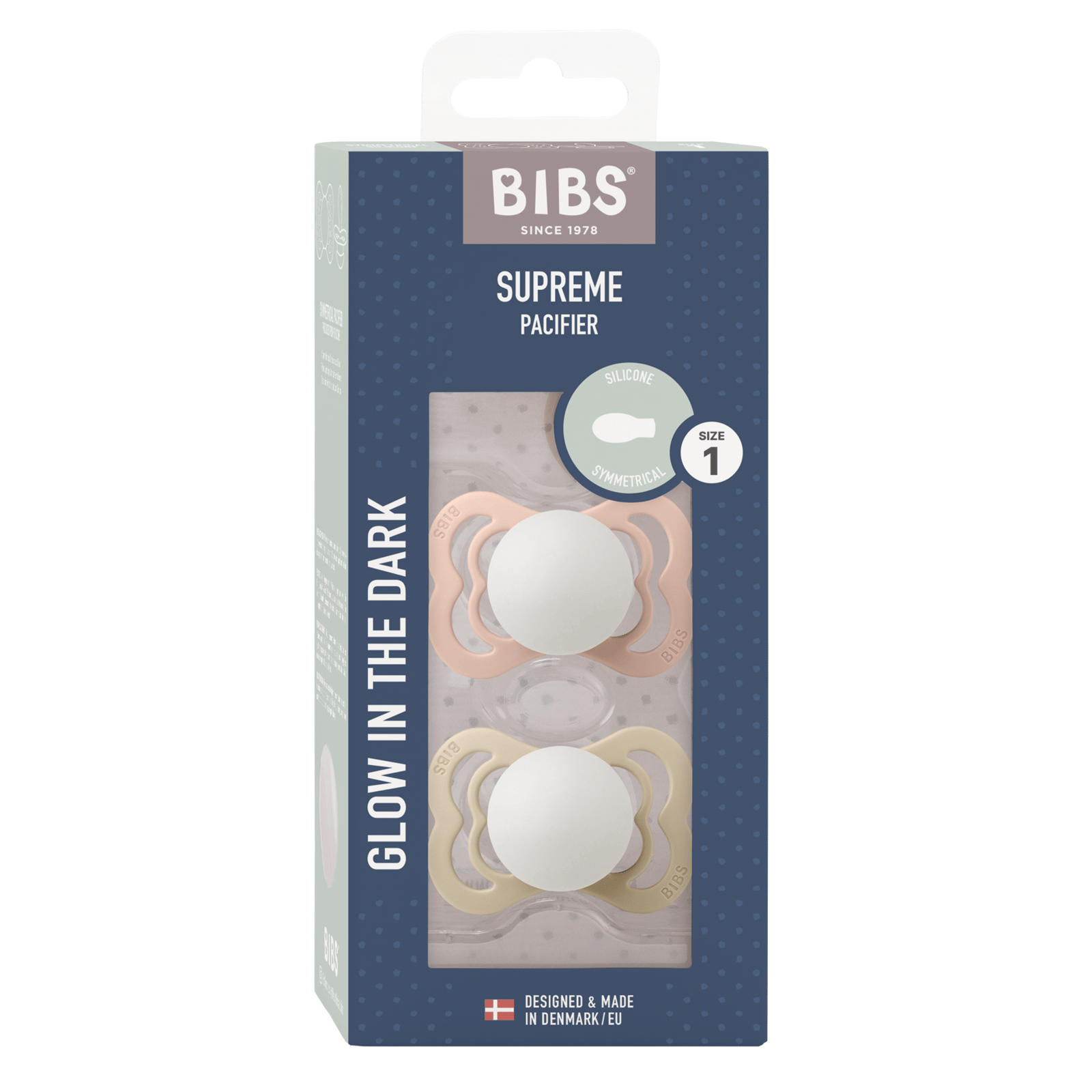 BIBS Supreme Silicone 0+ månader Size 1 Blush Glow/Vanilla Glow 2 st