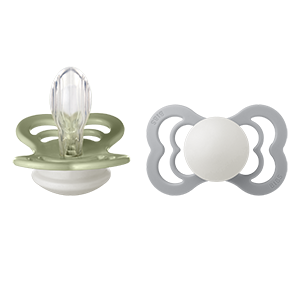 BIBS Supreme Silicone 6+ månader Size 2 Sage Glow/Cloud Glow 2 st