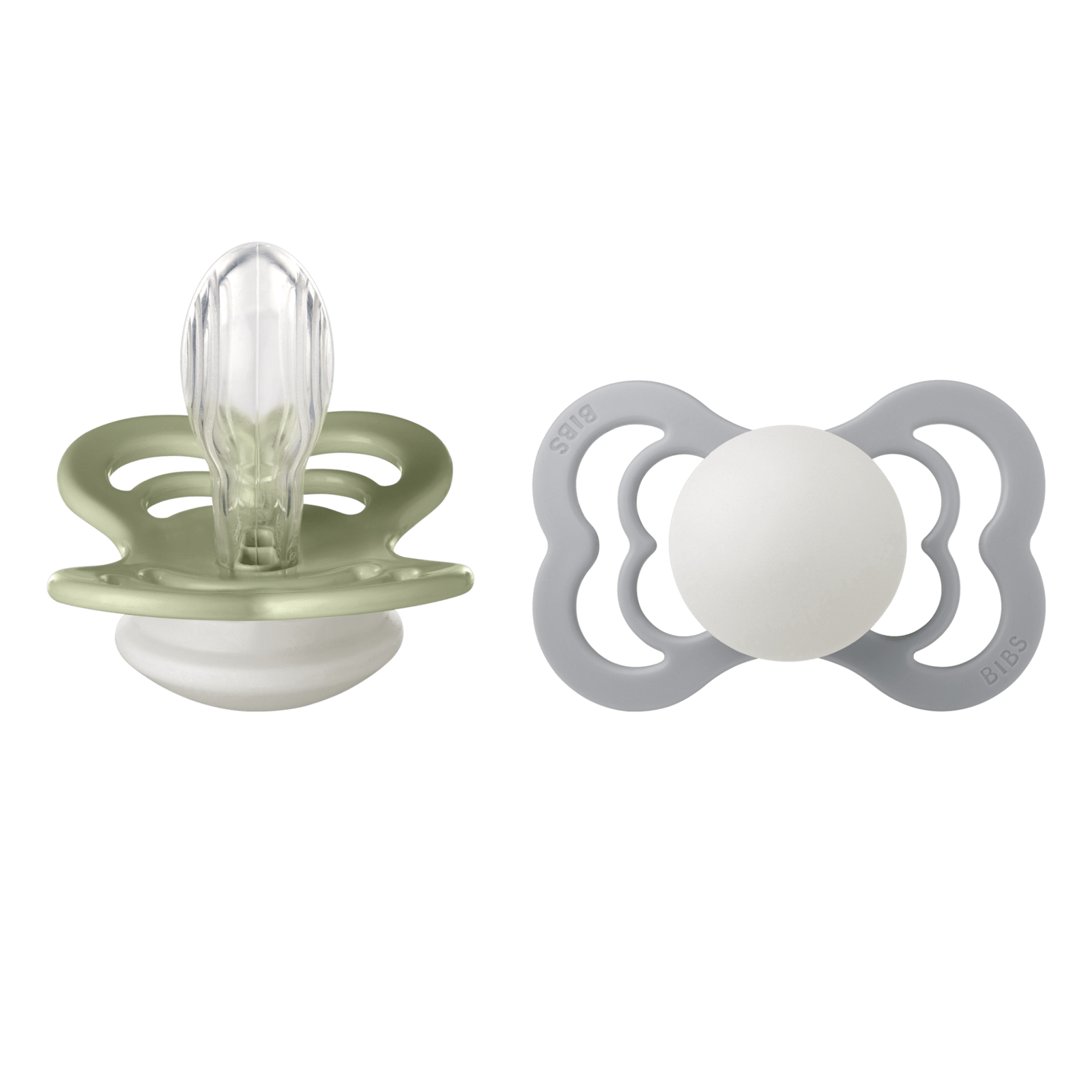 BIBS Supreme Silicone 6+ månader Storlek 2 Sage Glow/Cloud Glow 2 st