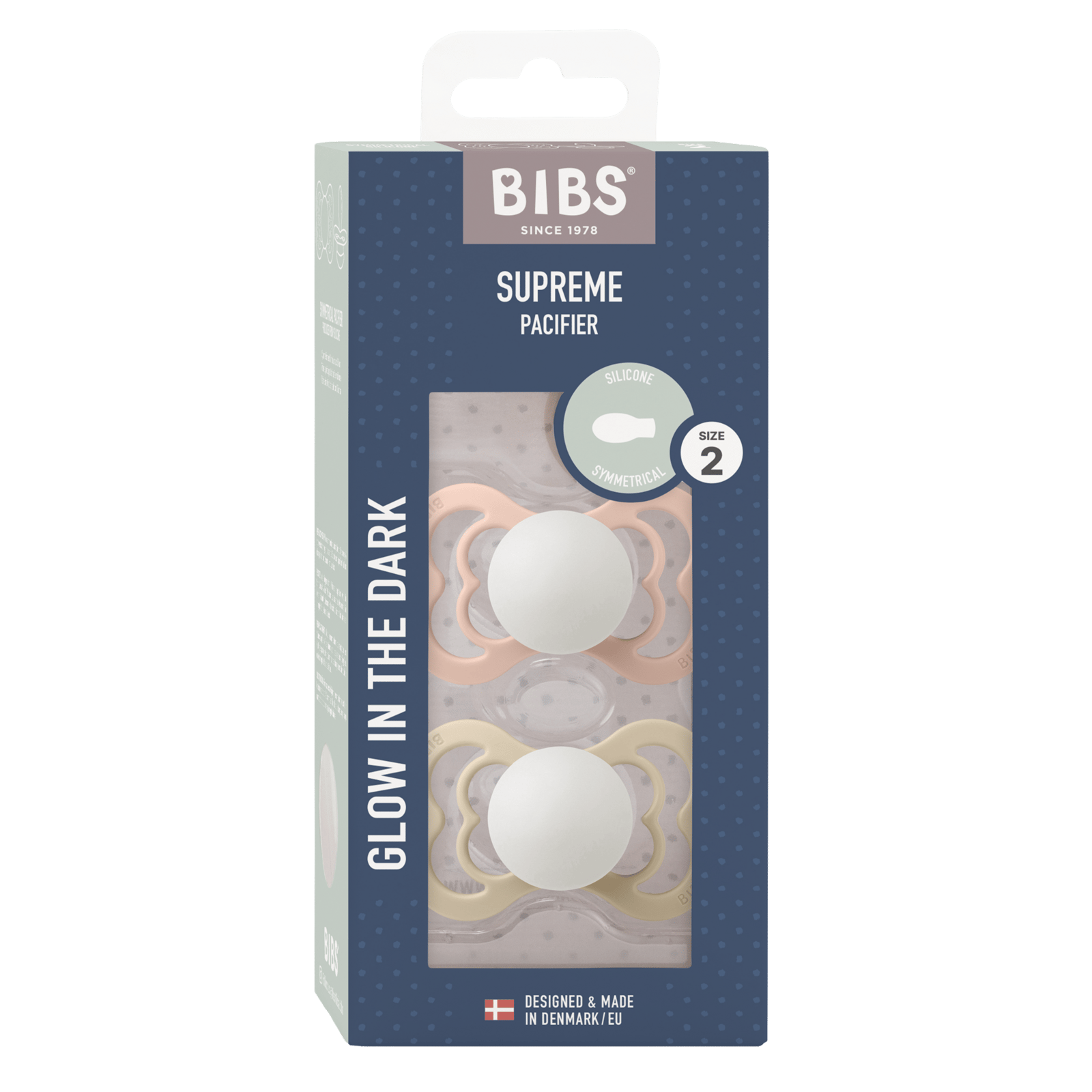 BIBS Supreme Silicone 6+ månader Size 2 Blush Glow/Vanilla Glow 2 st