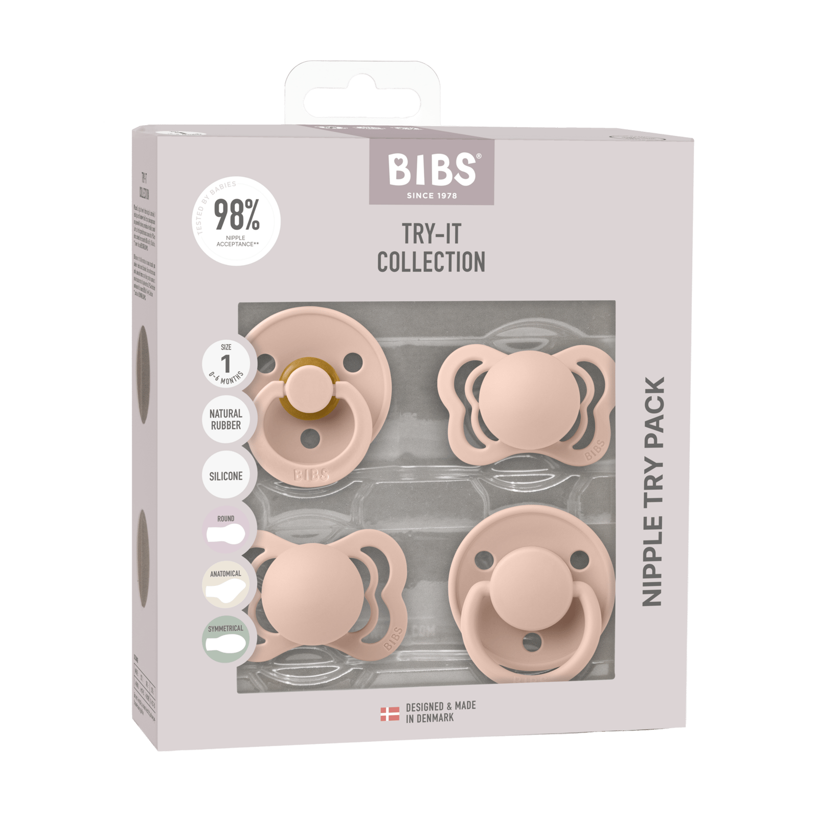 BIBS Try-it Collection 0+ månader Size 1 Blush 4 st