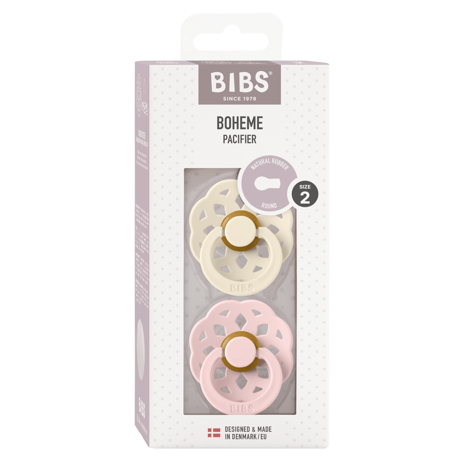 BIBS Boheme Latex 6+ månader Size 2 Ivory/Blossom 2 st