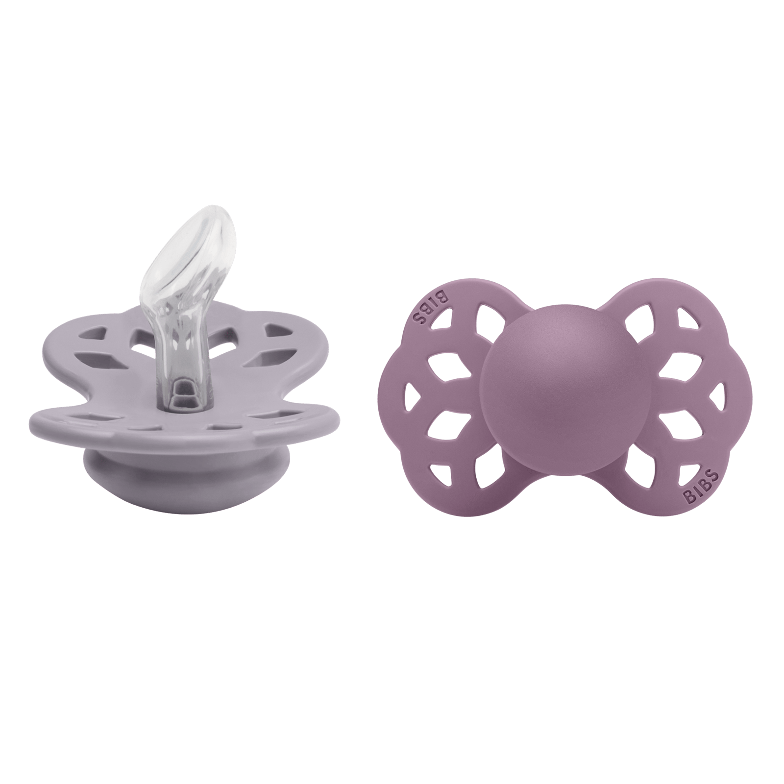 BIBS Pacifier Infinity Anatomical Silicone 0+ månader Size 1 Fossil Grey/Mauve 2 st