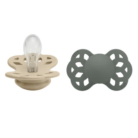 BIBS Pacifier Infinity Symmetrical Silicone 0+ månader Size 1 Vanilla/Pine 2 st