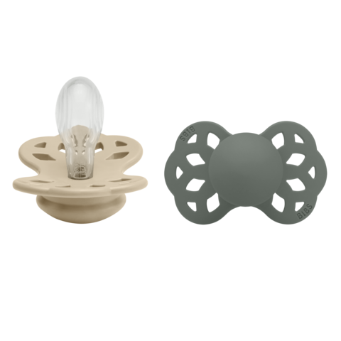 BIBS Pacifier Infinity Symmetrical Silicone 6+ månader Size 2 Vanilla/Pine 2 st