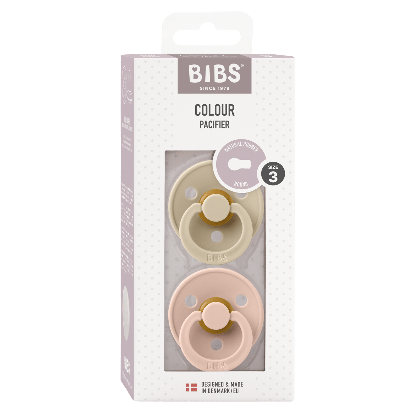 BIBS Pacifier Colour Latex 18+ månader Size 3 Vanilla/Blush 2 st