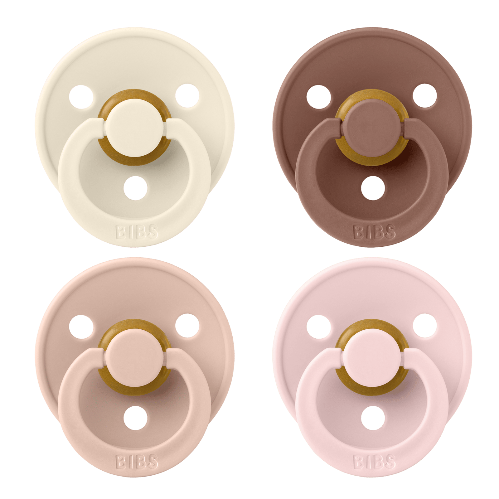BIBS Pacifier Colour Latex 0+ månader Size 1 Ivory/Blush/Woodchuck/Blossom 4 st