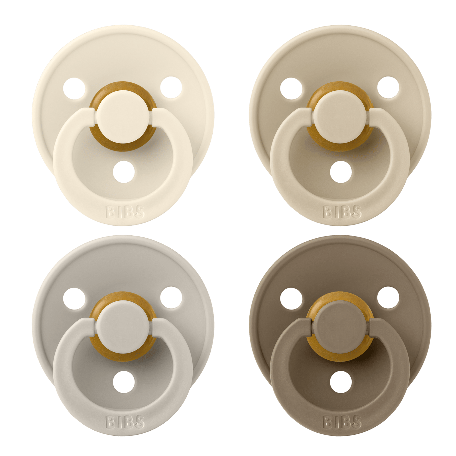 BIBS Pacifier Colour Latex 0+ månader Size 1 Ivory/Sand/Vanilla/Dark Oak 4 st