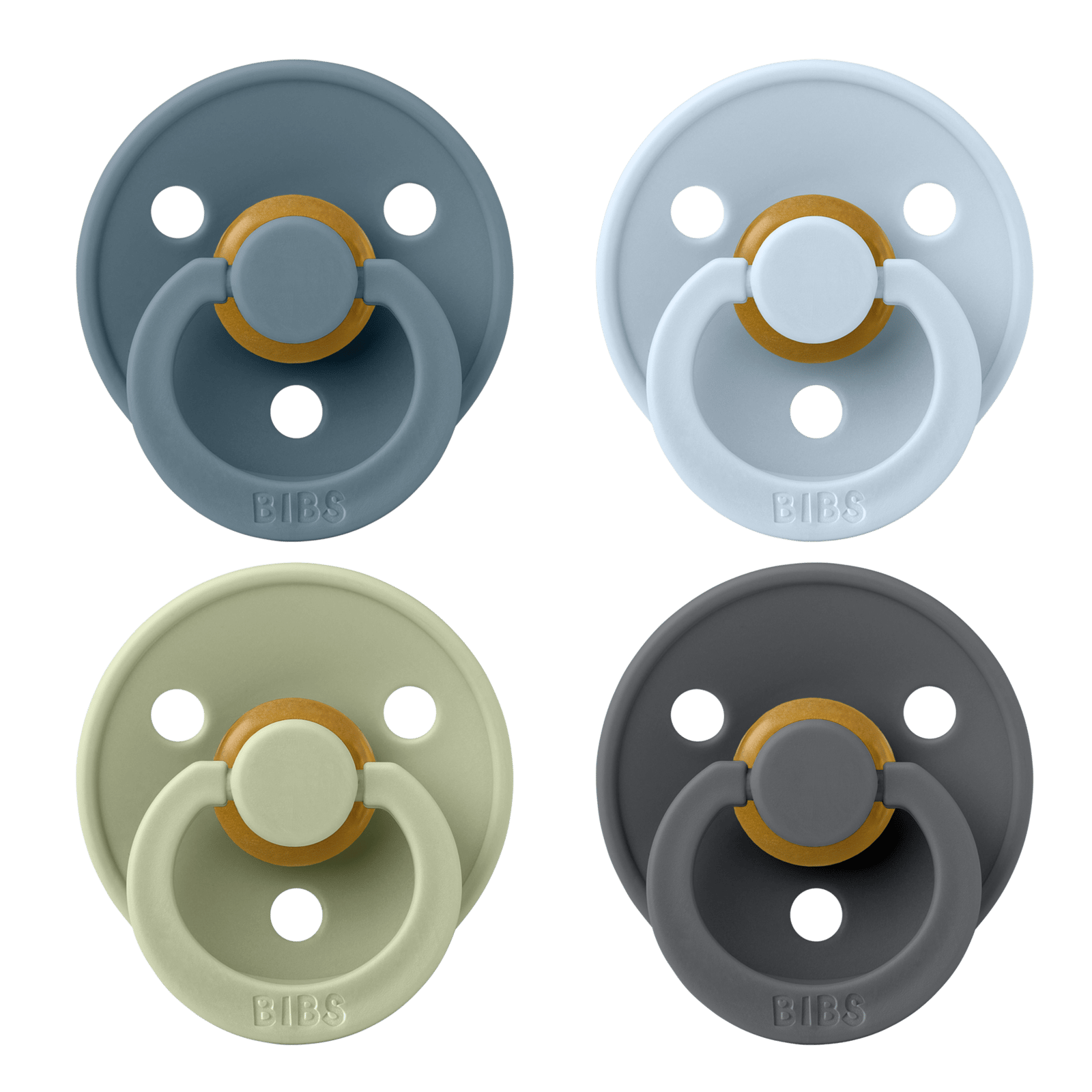 BIBS Pacifier Colour Latex 0+ månader Size 1 Petrol/Sage/Baby Blue/Iron 4 st