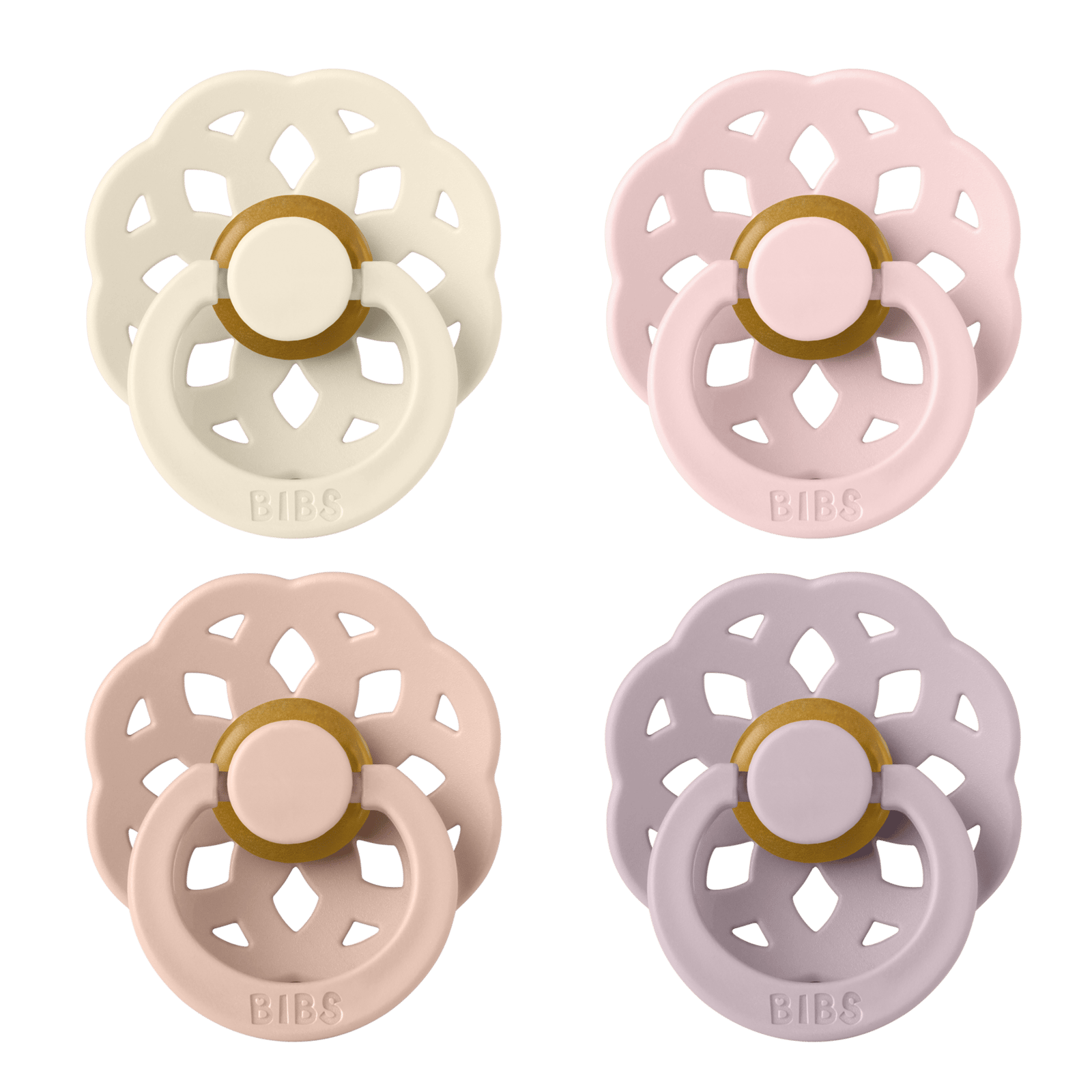 BIBS Pacifier Boheme Latex 6+ månader Size 2 Ivory/Blush/Blossom/Dusky Lilac 4 st