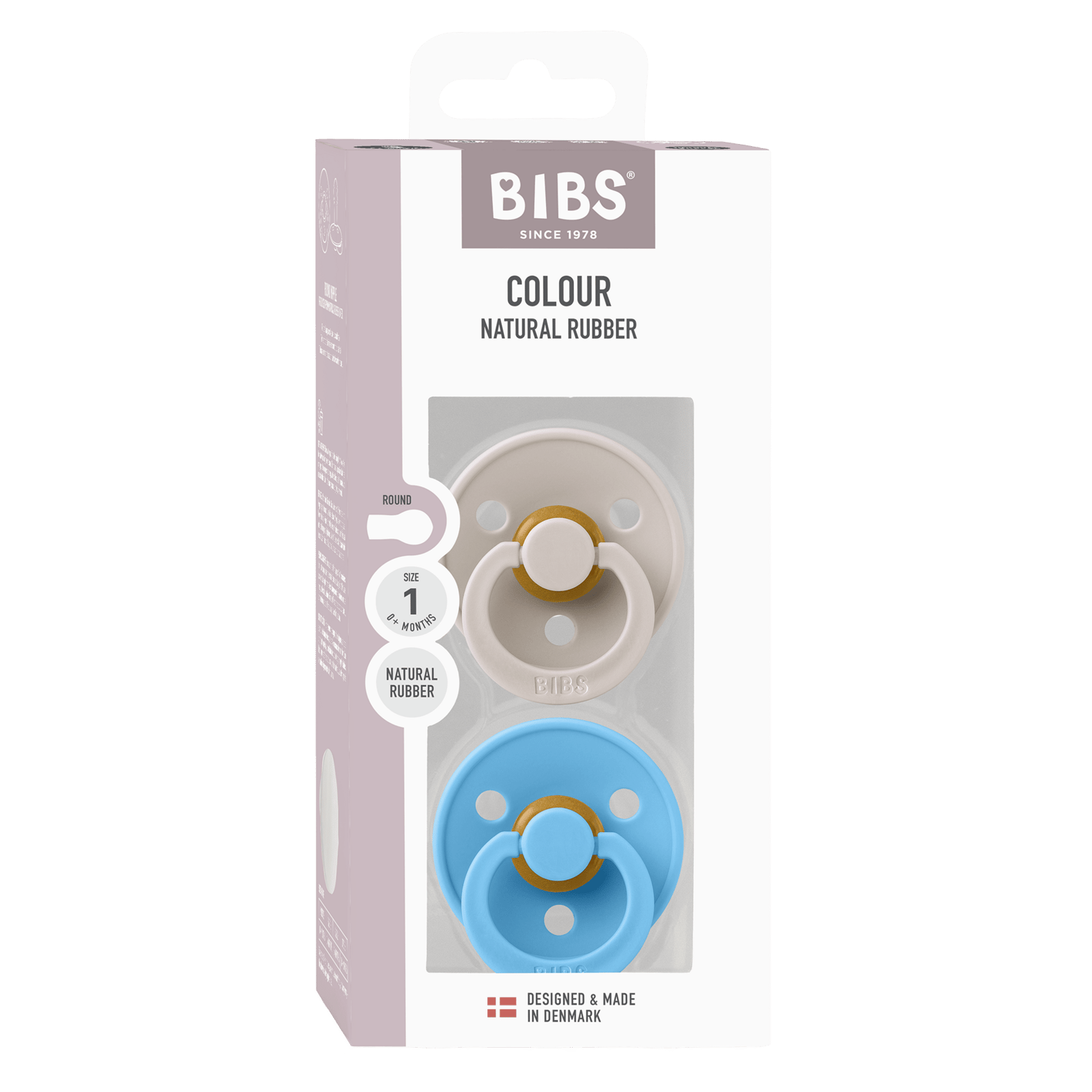 BIBS Pacifier Colour Latex 0+ månader Size 1 Mushroom/Breeze 2 st