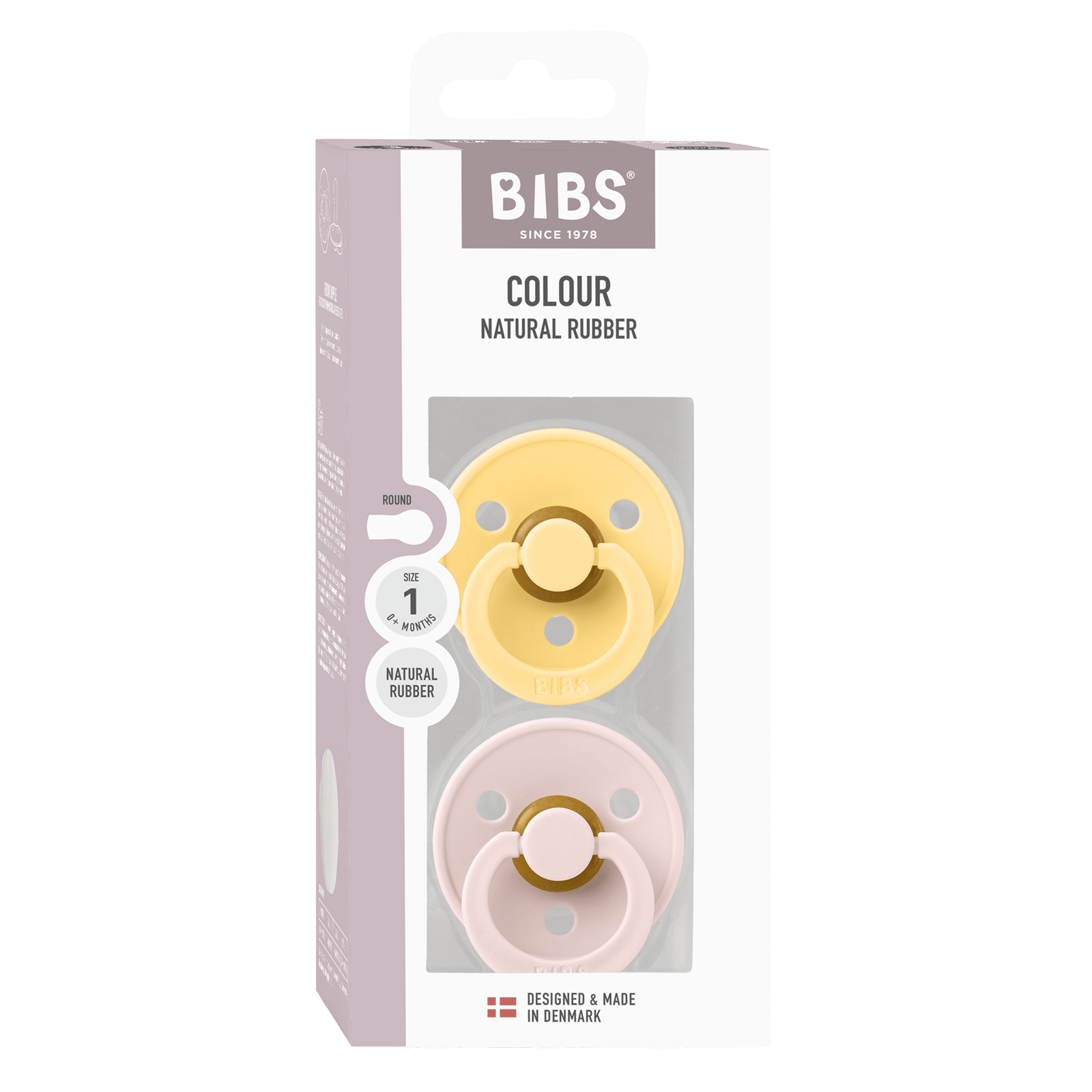BIBS Pacifier Colour Latex 0+ Månader Size 1 Pale Butter & Petal 2 st