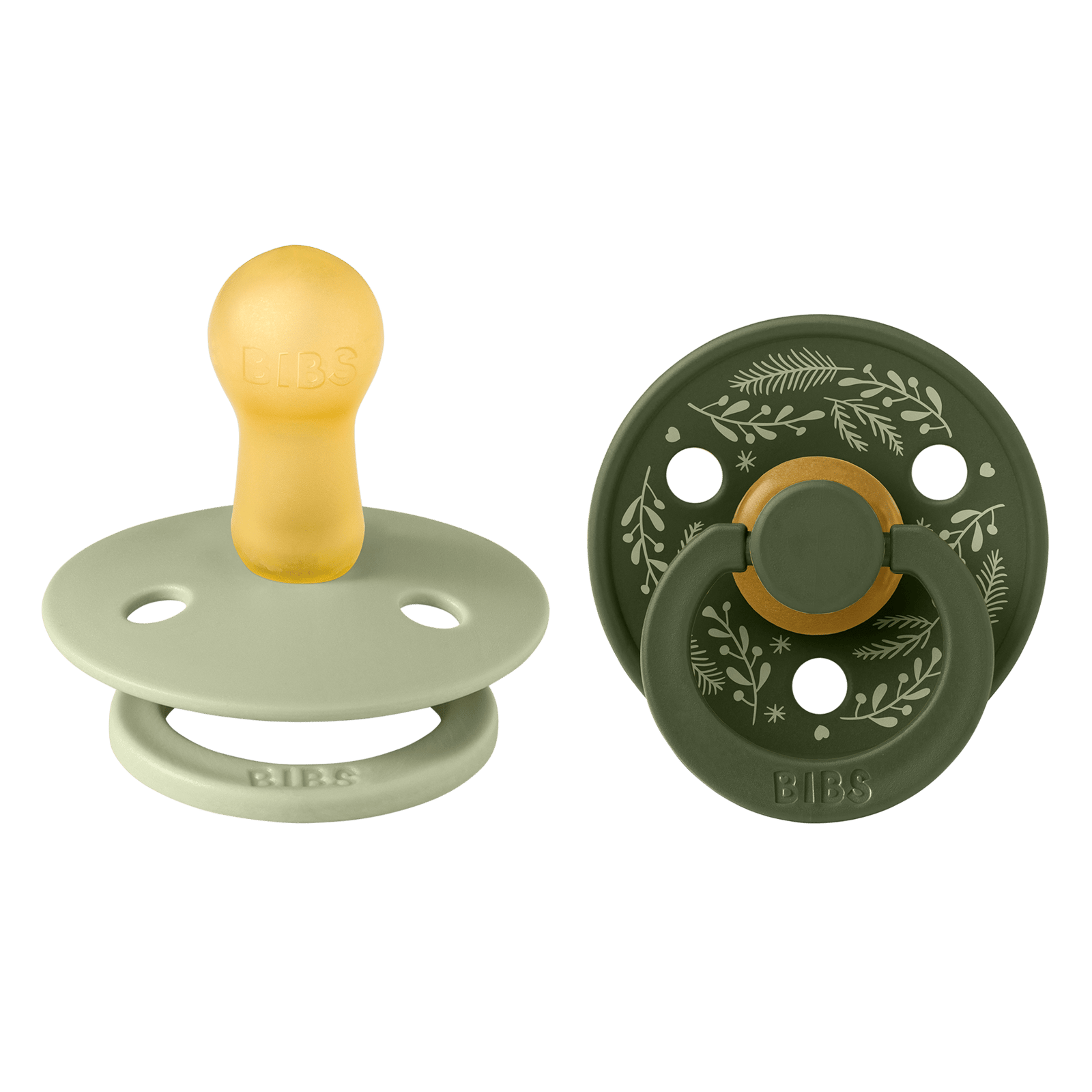 BIBS Pacifier Colour Holiday 6+ Månader Size 2 Leaf Sage/Hunter Green 2 st