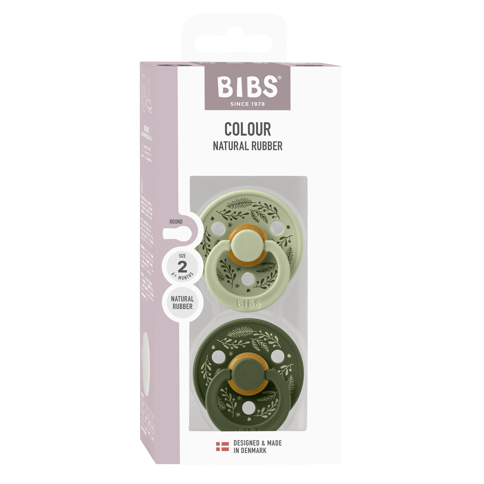 BIBS Pacifier Colour Holiday 6+ Månader Size 2 Leaf Sage/Hunter Green 2 st
