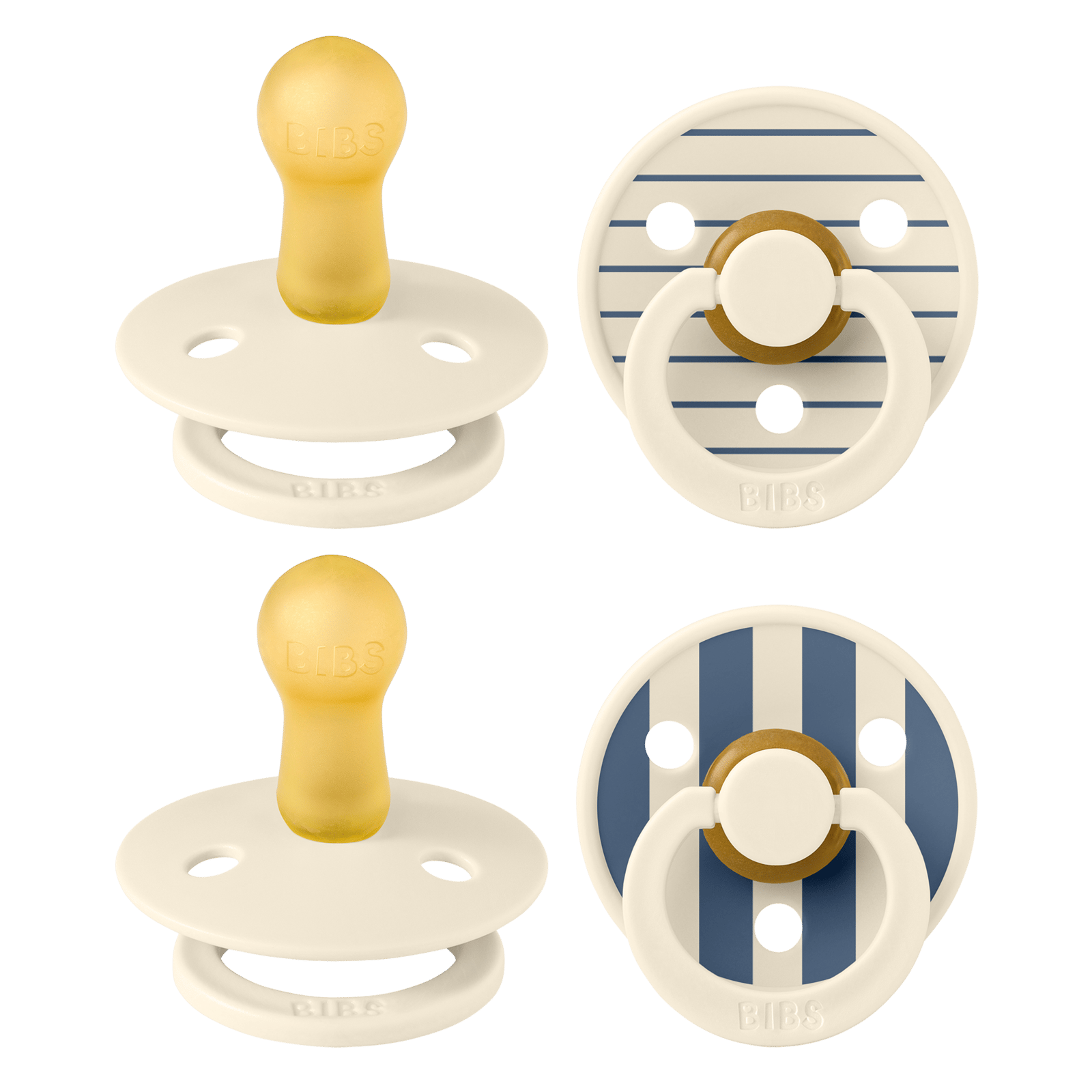 BIBS Pacifier Studio Colour Latex 6+ Månader Size 2 Pin Ivory Vanilla Mix/Pin Ivory Steel Blue Mix