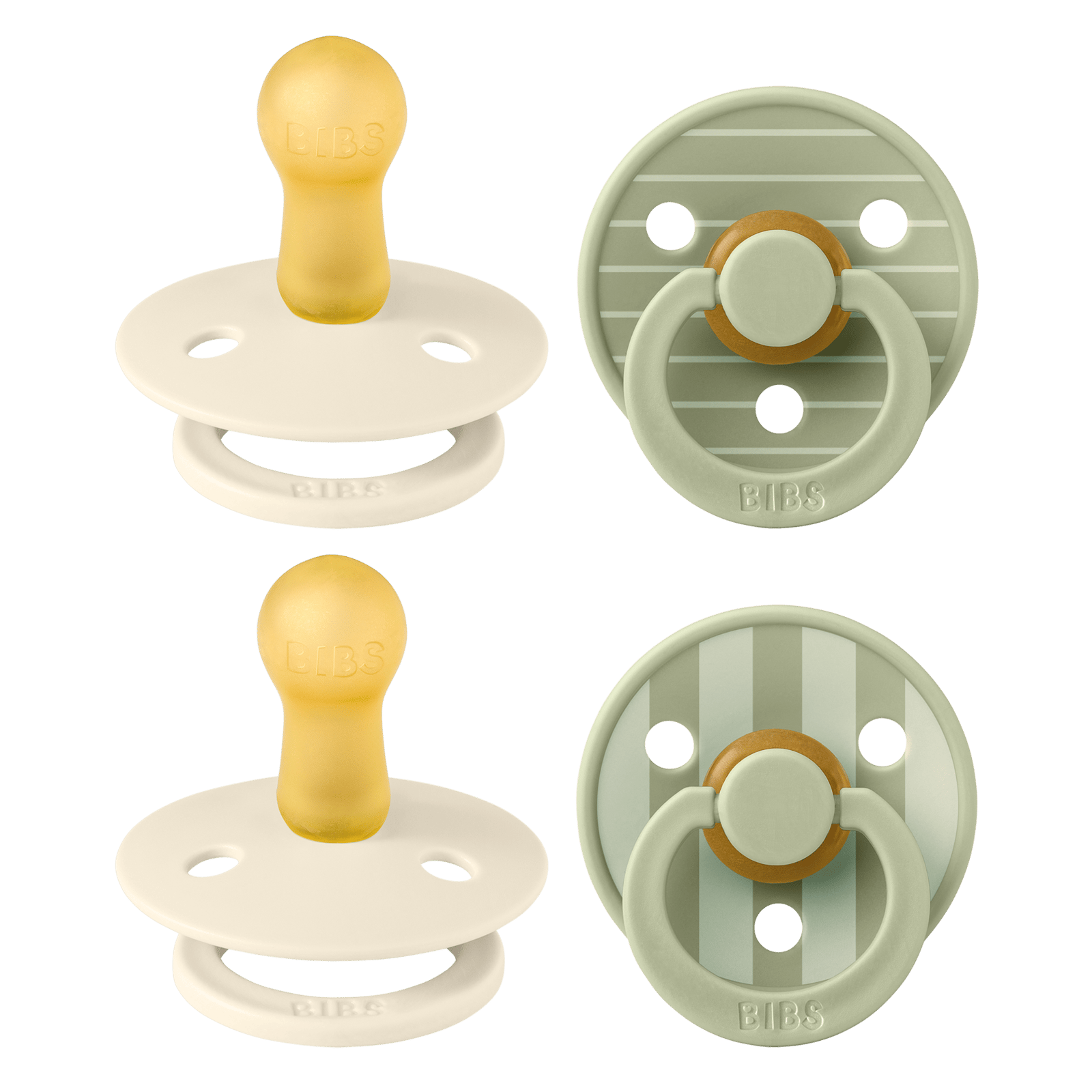 BIBS Pacifier Studio Colour Latex 6+ Månader Size 2 Pin Ivory Vanilla Mix/Pin Sage Mix 4 st