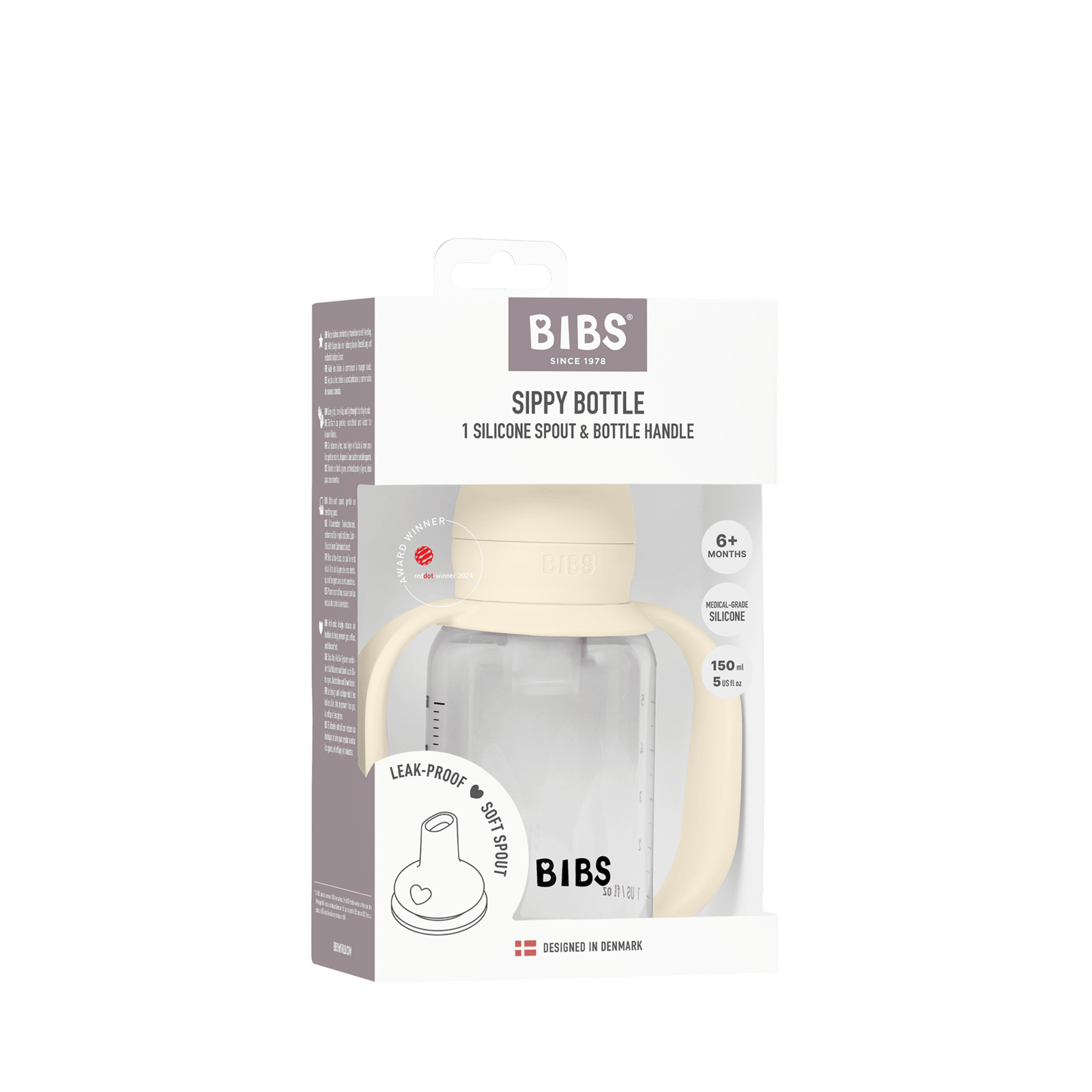 BIBS Baby Sippy Bottle Spout Silicone Ivory 150 ml 1 st