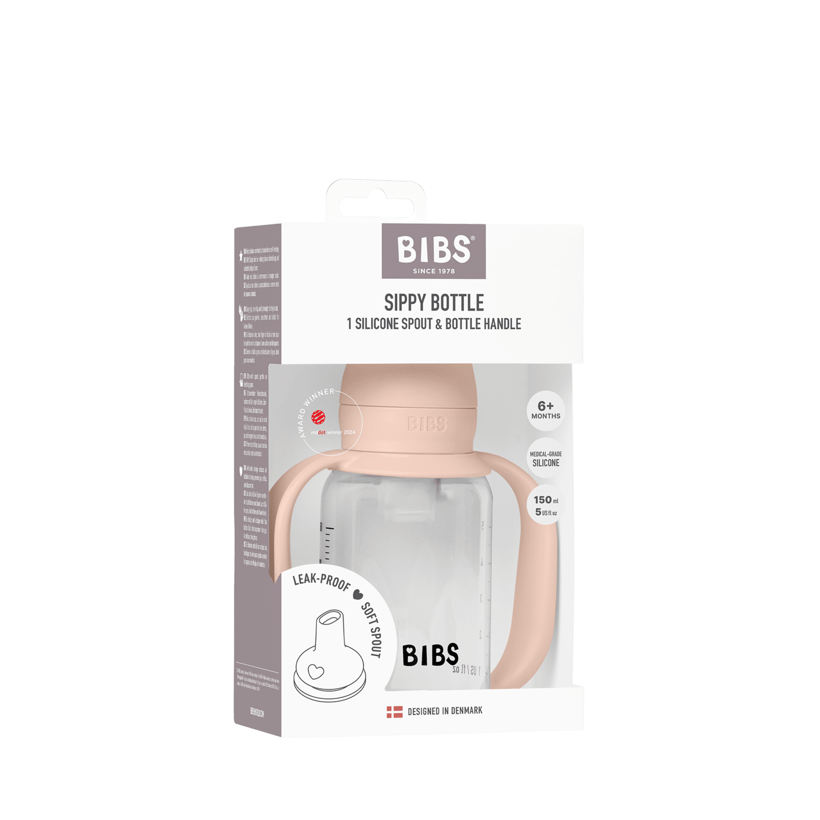 BIBS Baby Sippy Bottle Spout Silicone Blush 150 ml 1 st