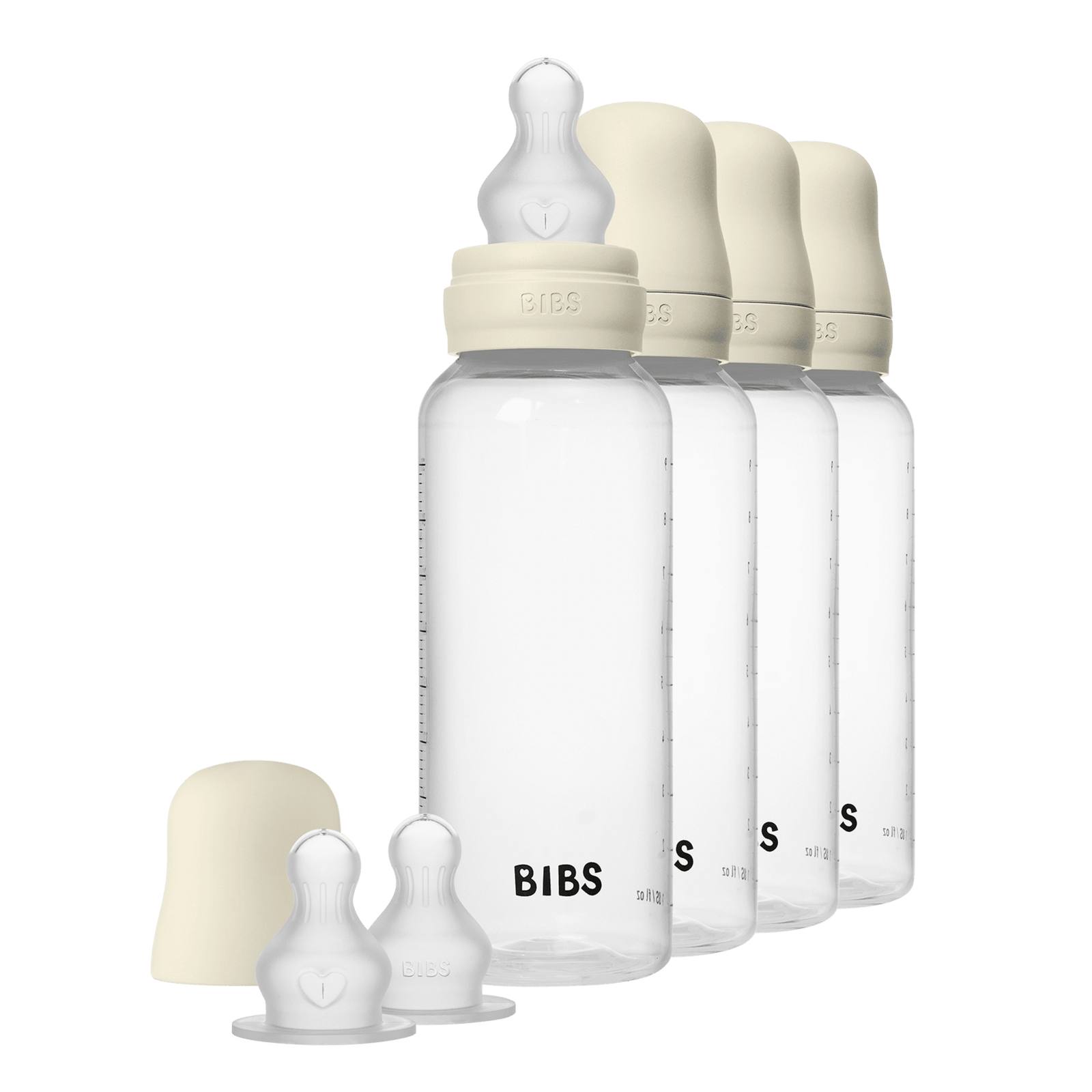 BIBS Baby Bottle Round Silicone Ivory 270 ml 4 st