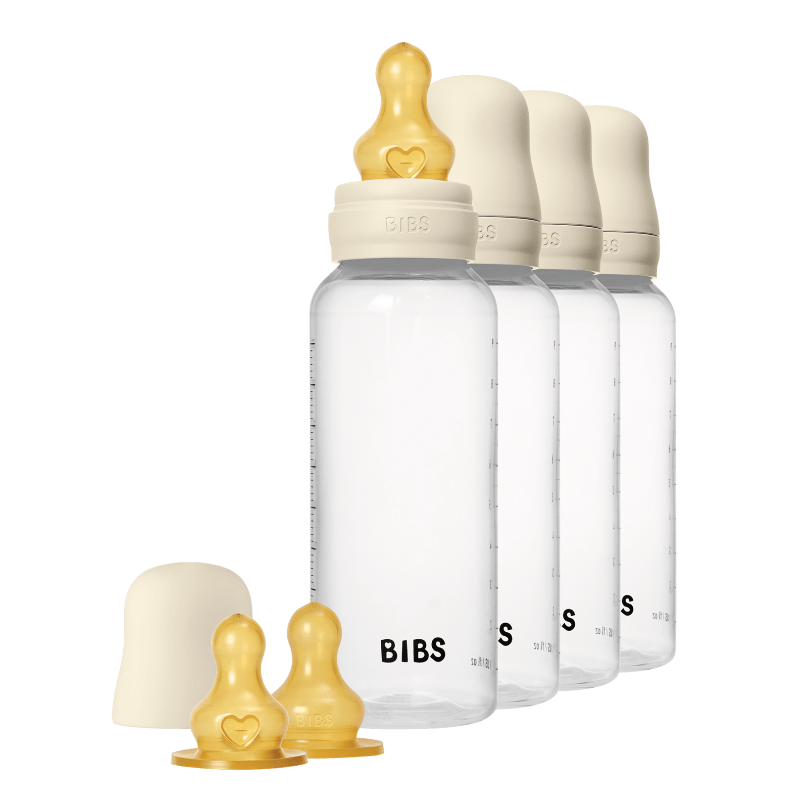 BIBS Baby Bottle Round Latex Ivory 270 ml 4 st