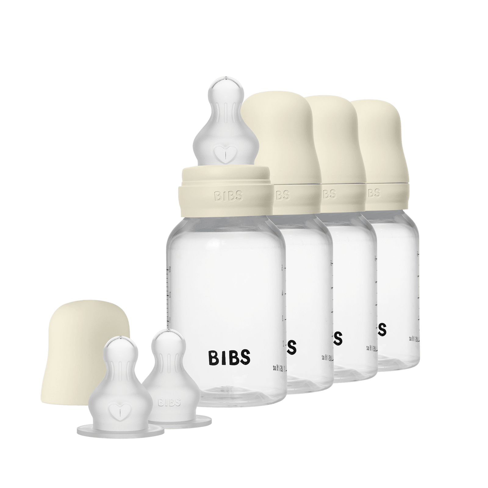 BIBS Baby Bottle Round Silicone Ivory 150 ml 4 pack