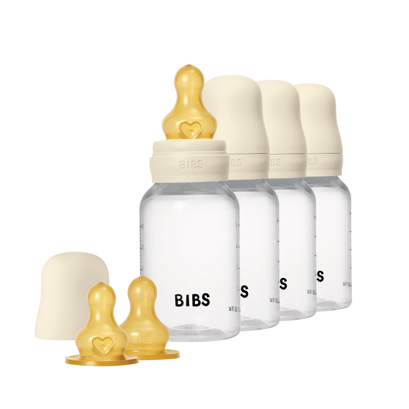 BIBS Baby Bottle Round Latex Ivory 150 ml 4 st