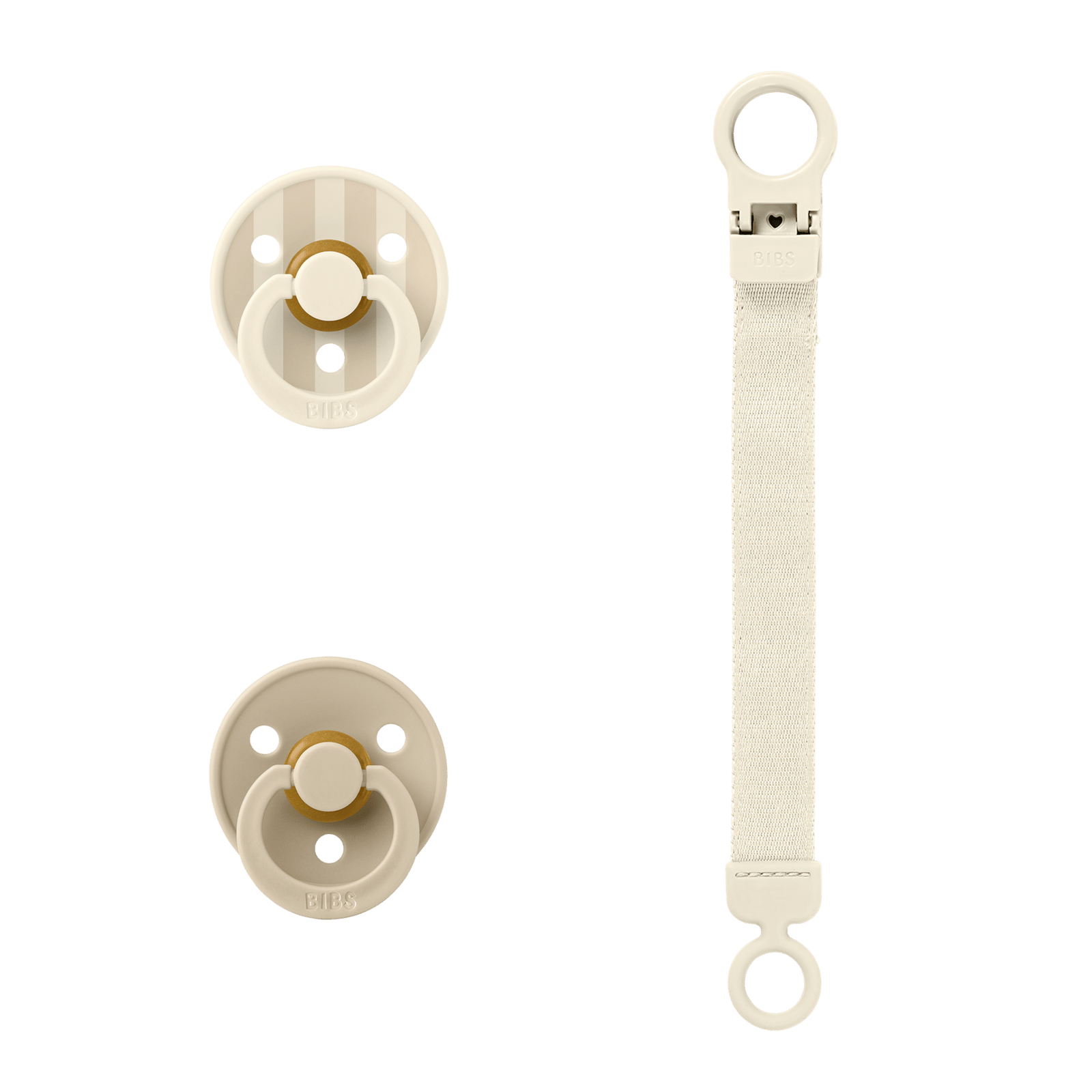 BIBS Colour Pacifier & Loop Clip Gift Set Latex 0+ Månader Size 1 Ivory 2 st
