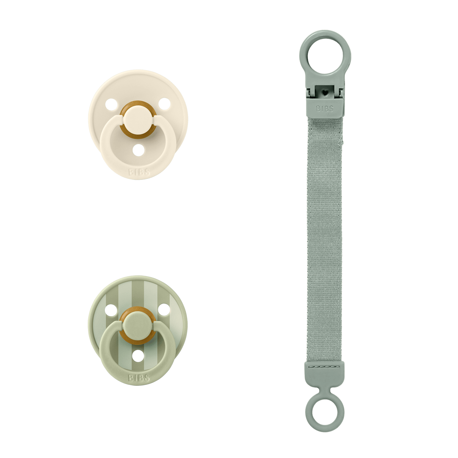 BIBS Colour Pacifier & Loop Clip Gift Set Latex 0+ Månader Size 1 Sage 2 st